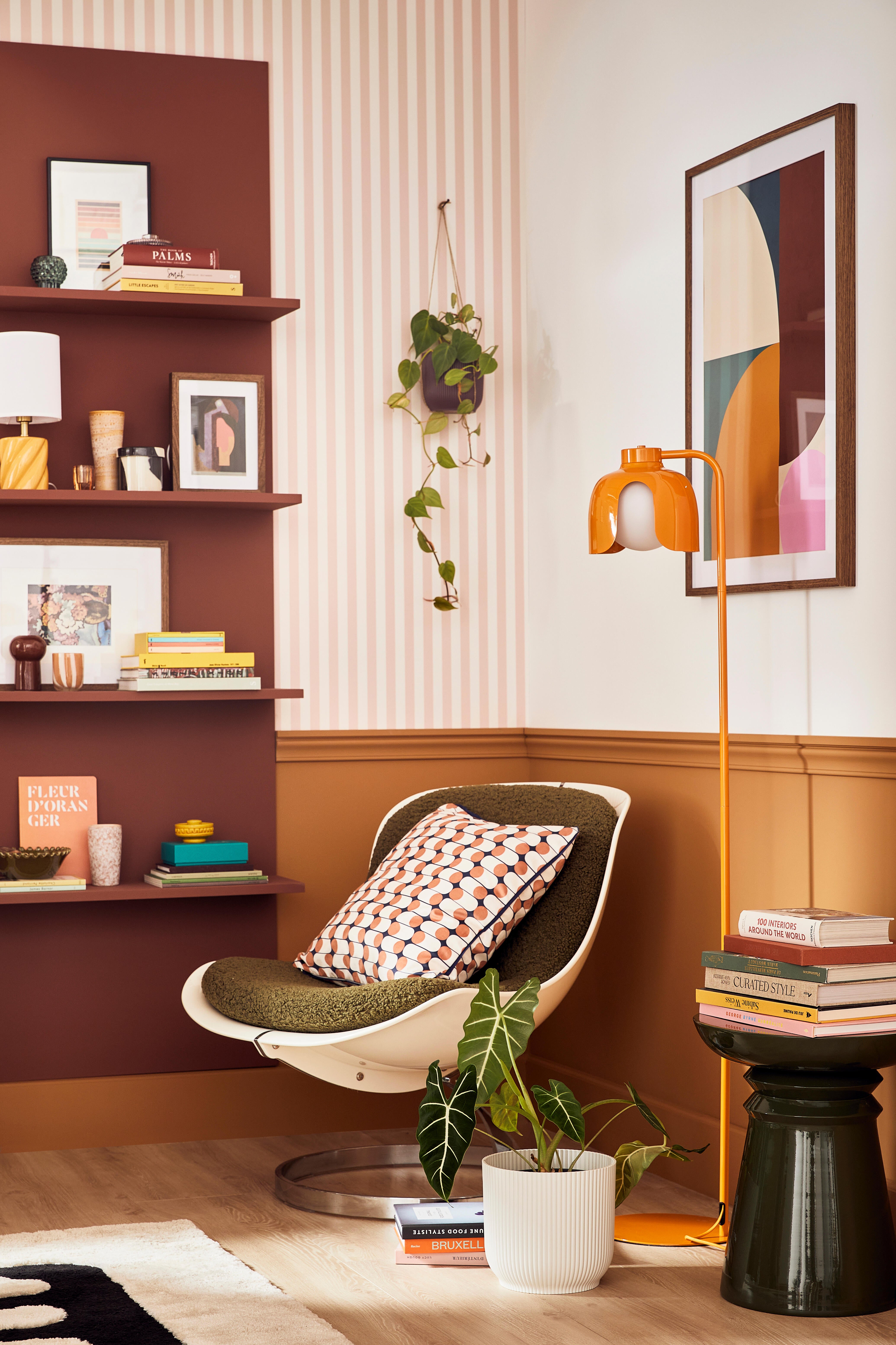 Lampadaire Corolle, acier, orange,  H.130 cm, E27 - 2