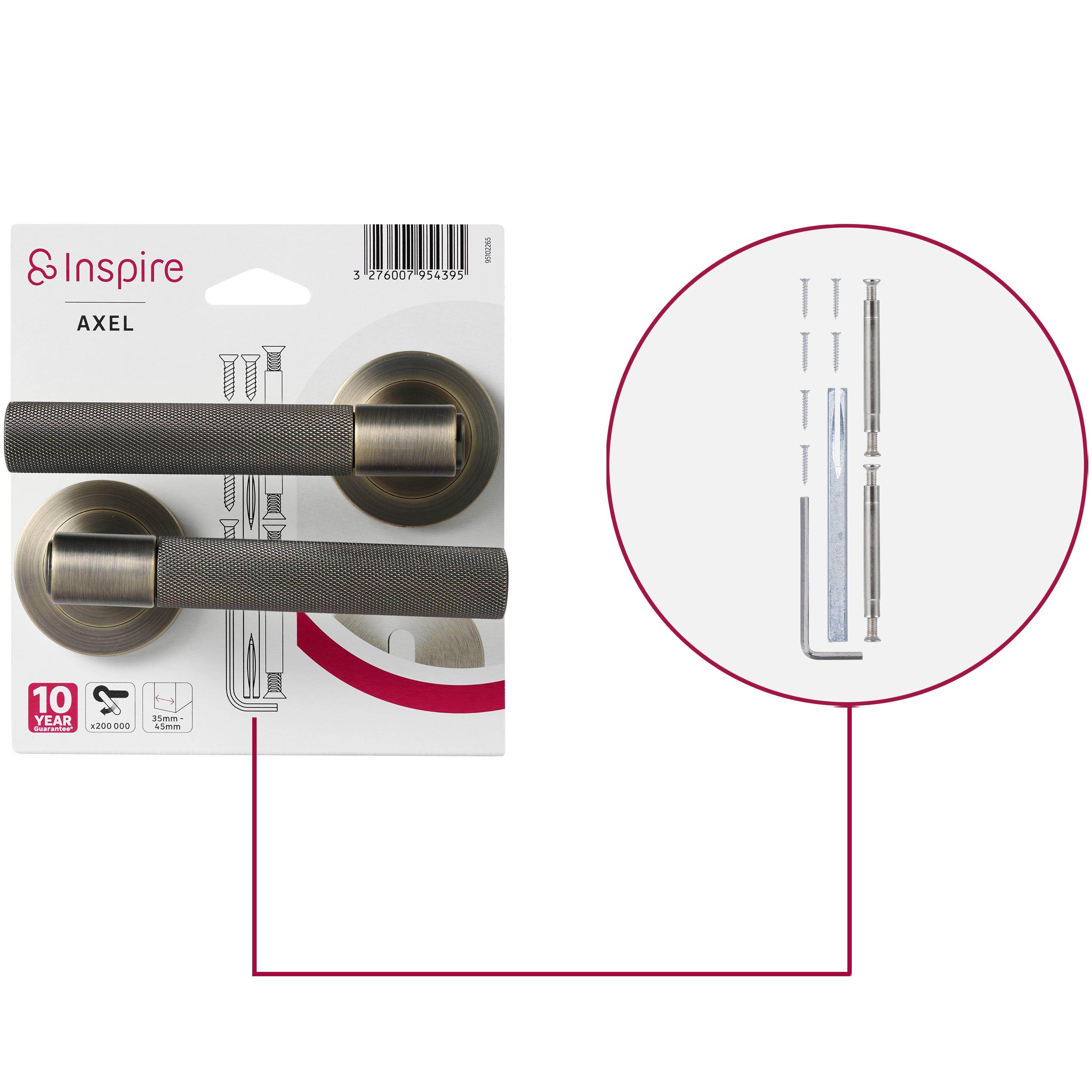 2 poignées de porte sur rosace INSPIRE Axel laiton antique F3 - 5