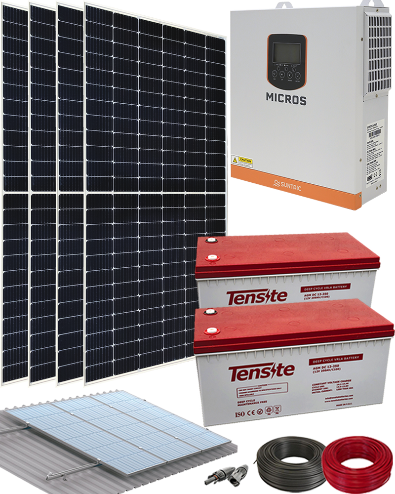 Kit Solar Aislada Caseta 3000W 10kWh/día con batería AGM Leroy