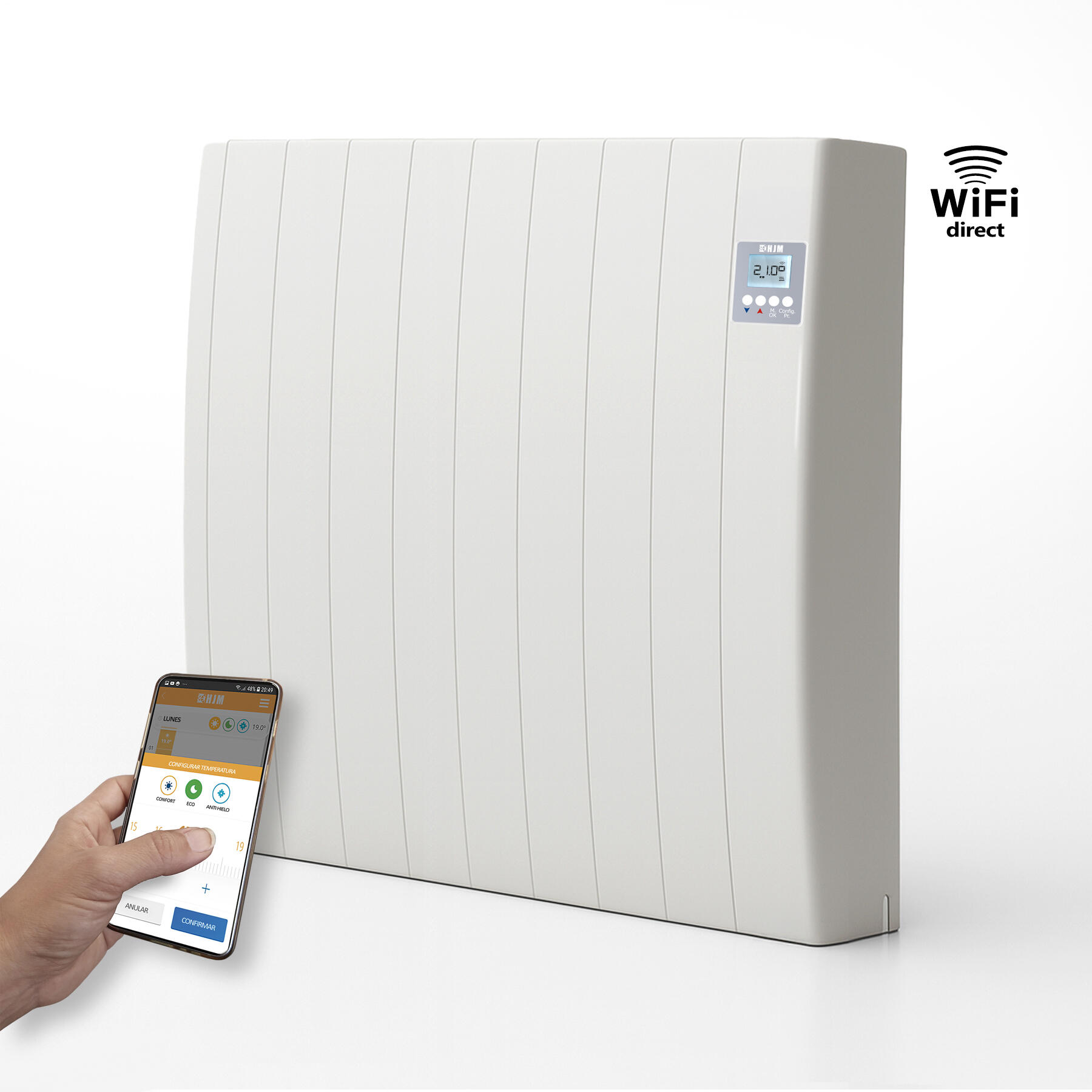 Hjm Emisor Térmico Fluido Tayn-F 1200W Wifi Direct Sin Smartbox, Bajo Consumo-Programable 24/7, 12 M², Compatible Google/Alexa , Leroy Merlin