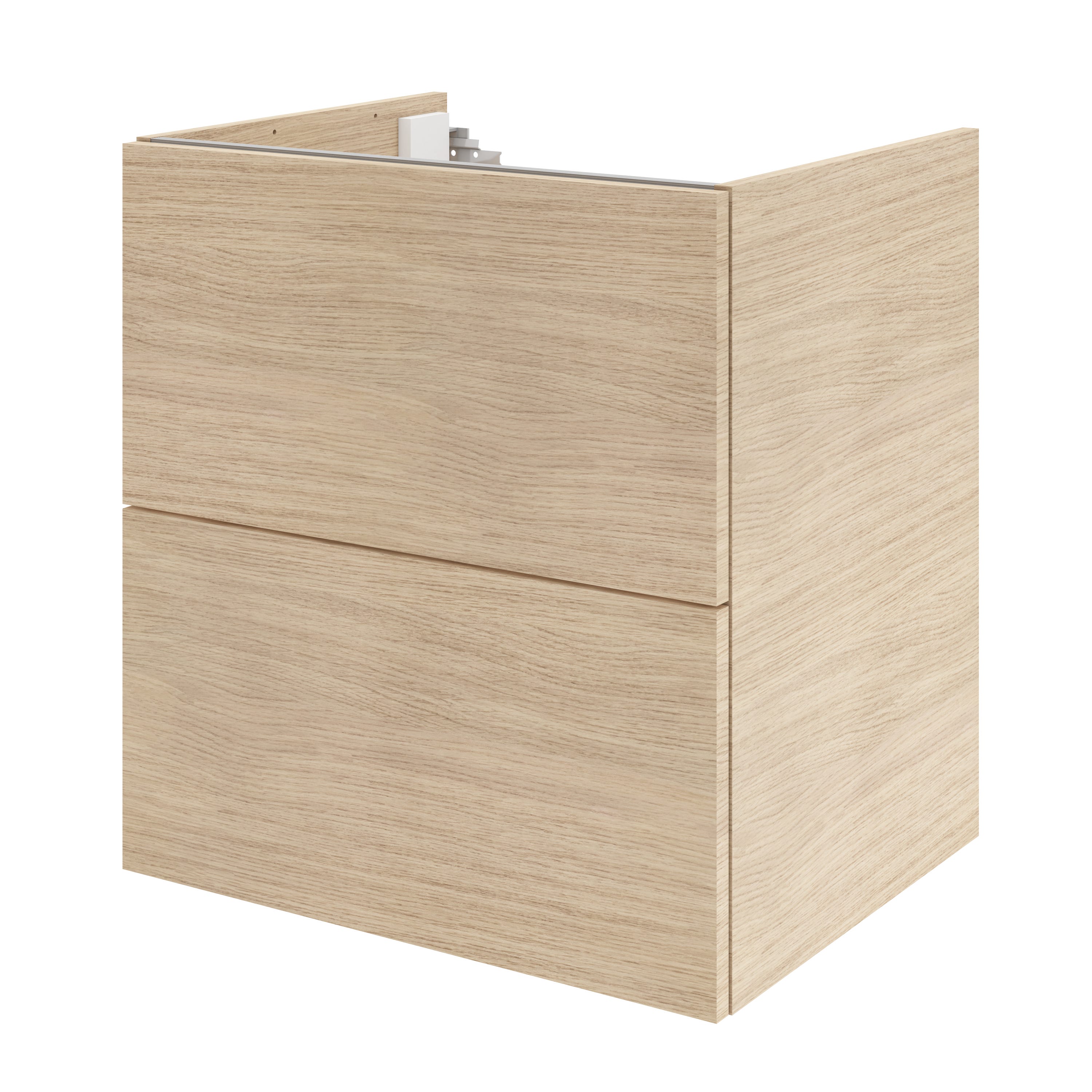 Mobile sottolavabo con due ante e uno specchio, colore rovere, cm 50 x Mobile sottolavabo con due ante e uno specchio, colore rovere, cm 50 x