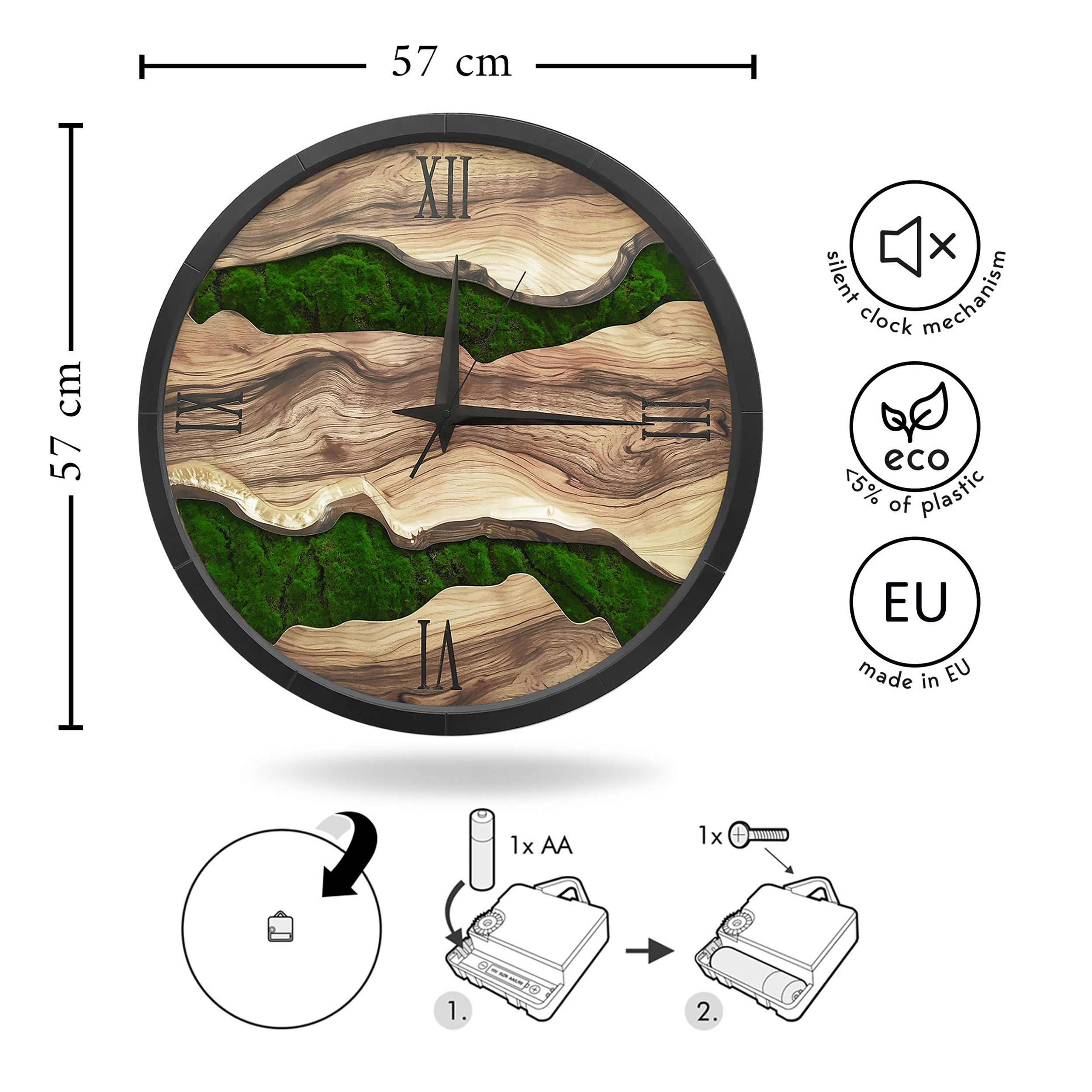 Zegar ścienny Green Paul śr. 57 cm - 5