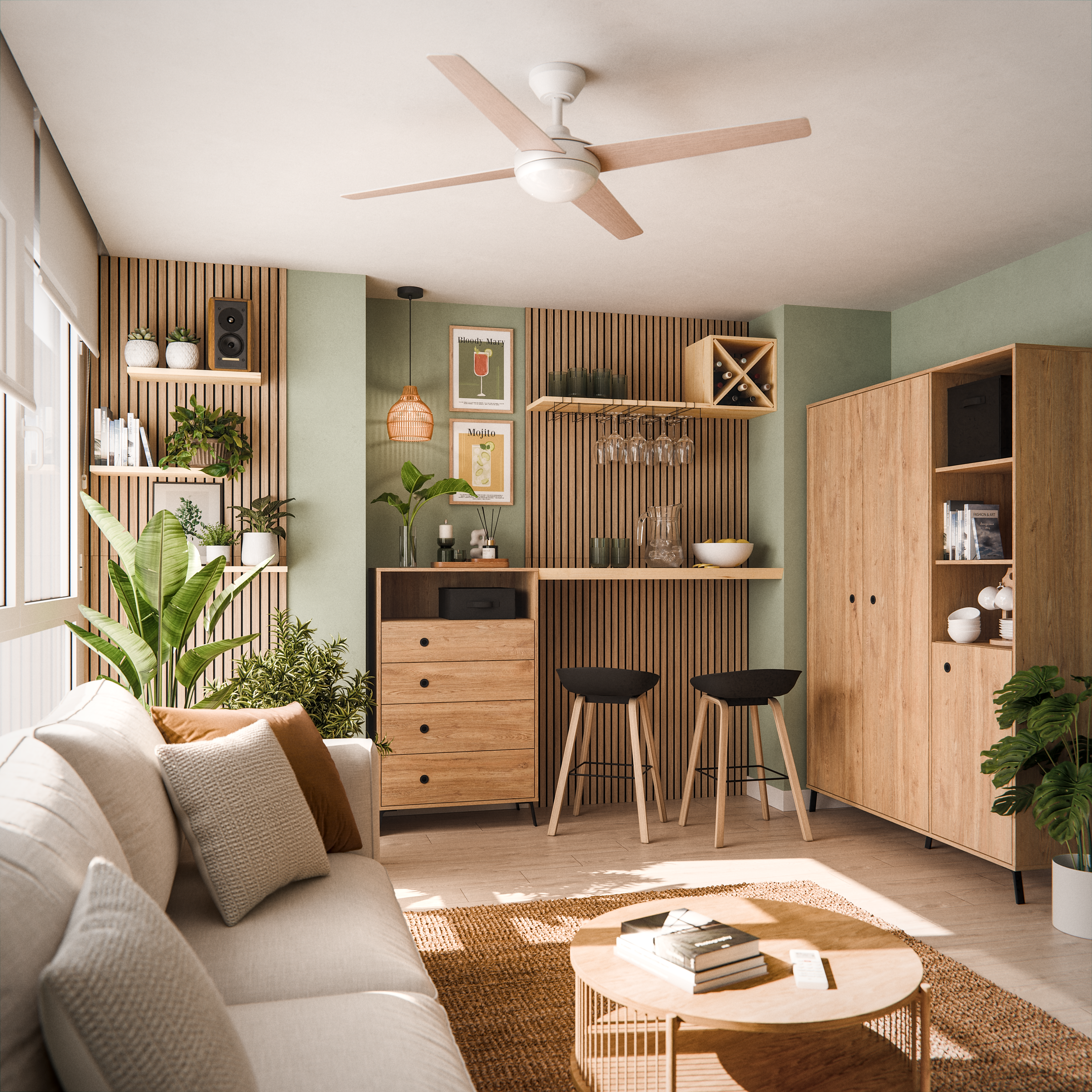 Estantería de madera en kit Dinamic de 36,2x36,2x33 cm y 50 kg max, por balda - 3