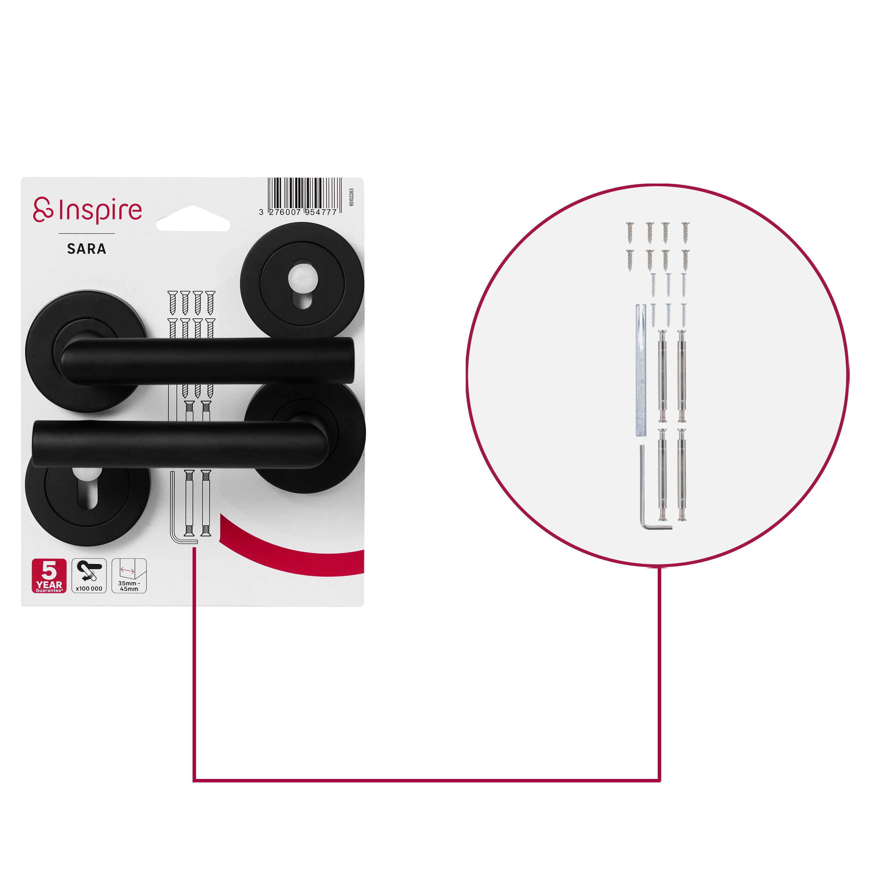 Puxador de porta com entrada de chave aço inoxidável preto mate Inspire Sara - 6