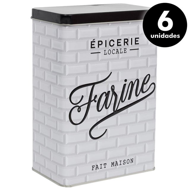 Pack de 6 botes metálicos Farine Brooklyn con tapa de 18 cm de alto
