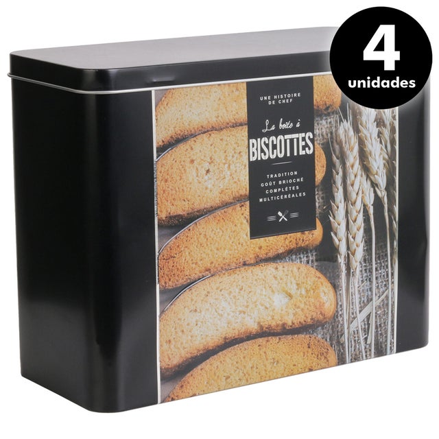 Pack de 4 cajas de metal Biscotes 18x23,2x10 cm