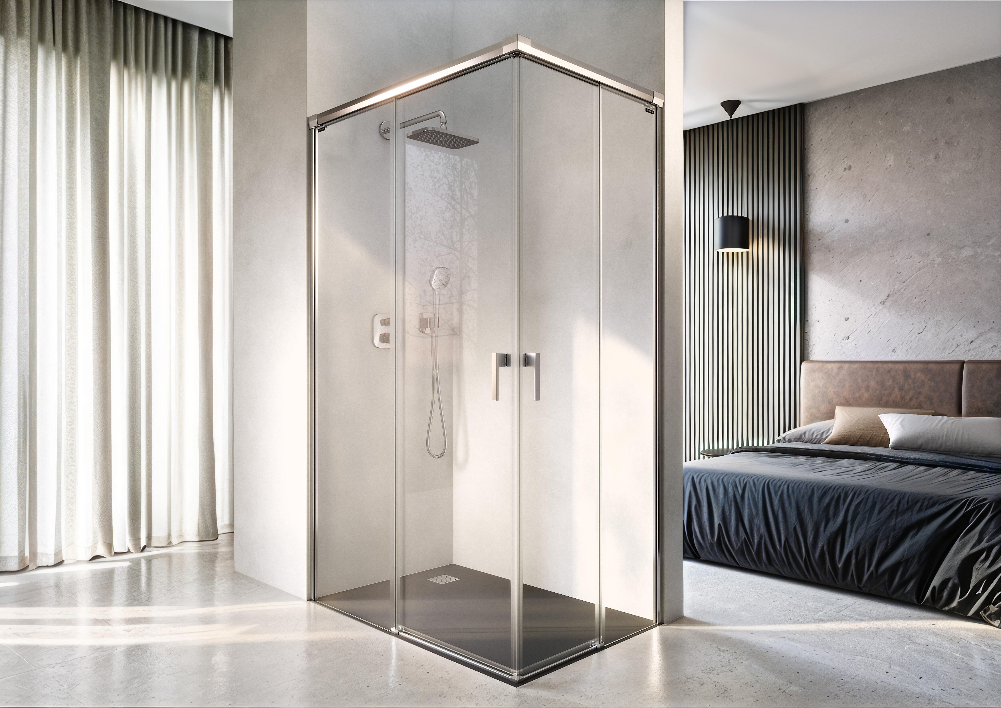 Mampara de ducha corredera transparente prisma perfil plata (110-115)x(110-115)x200 cm 6 mm