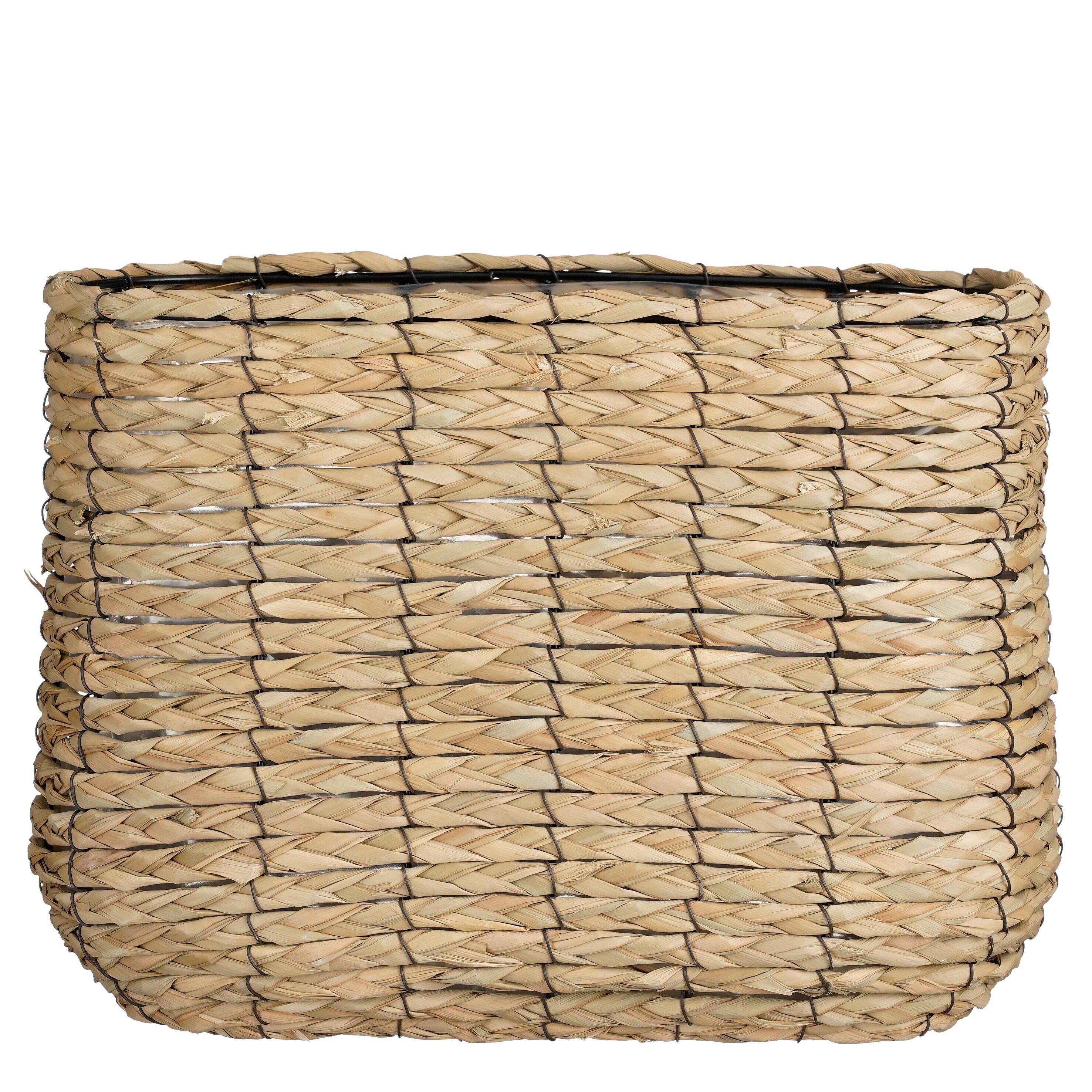 Maceta de mimbre marrón de 38x16x29cm