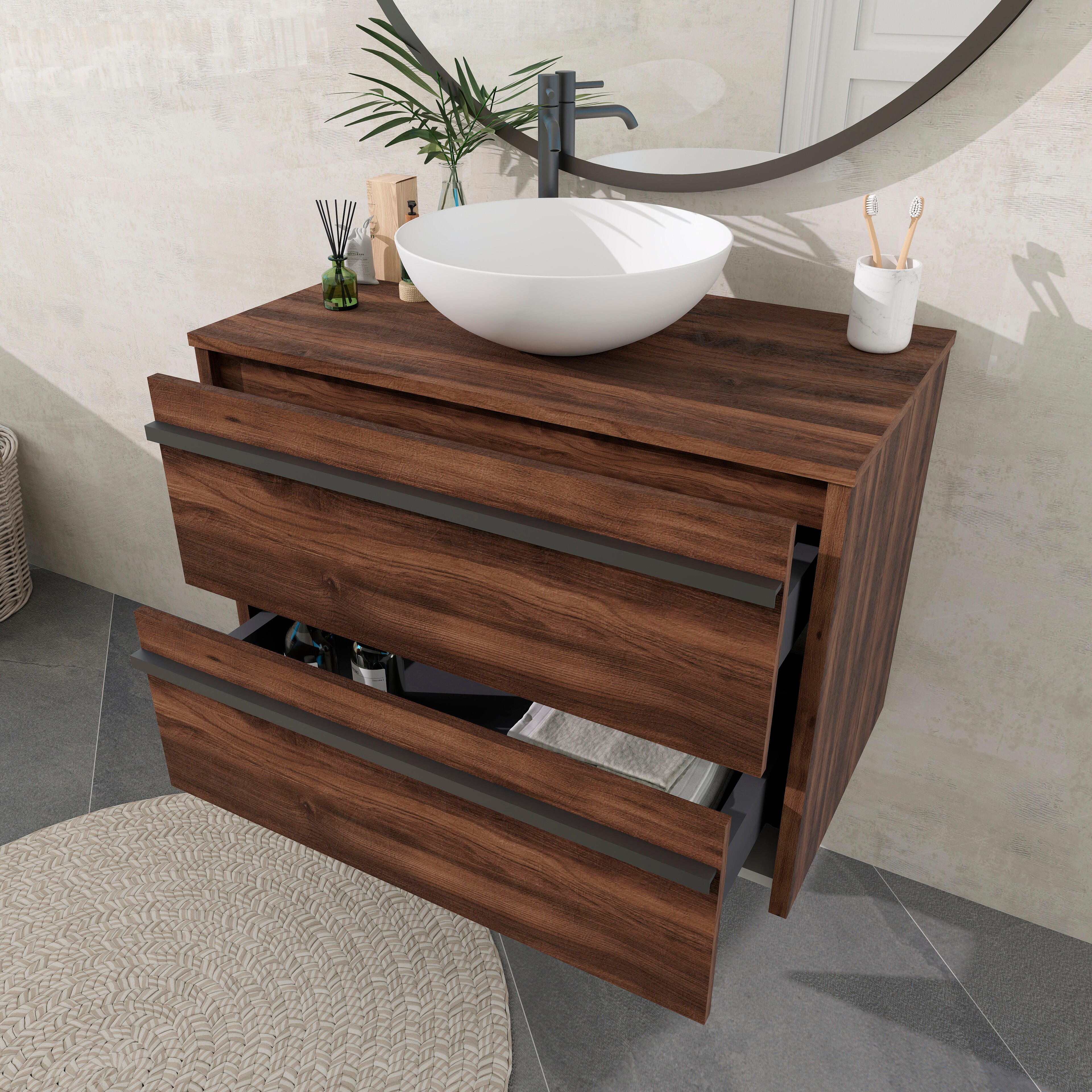 MUEBLE DE BAÑO EMOTION 60CM ROBLE OSCURO - 8