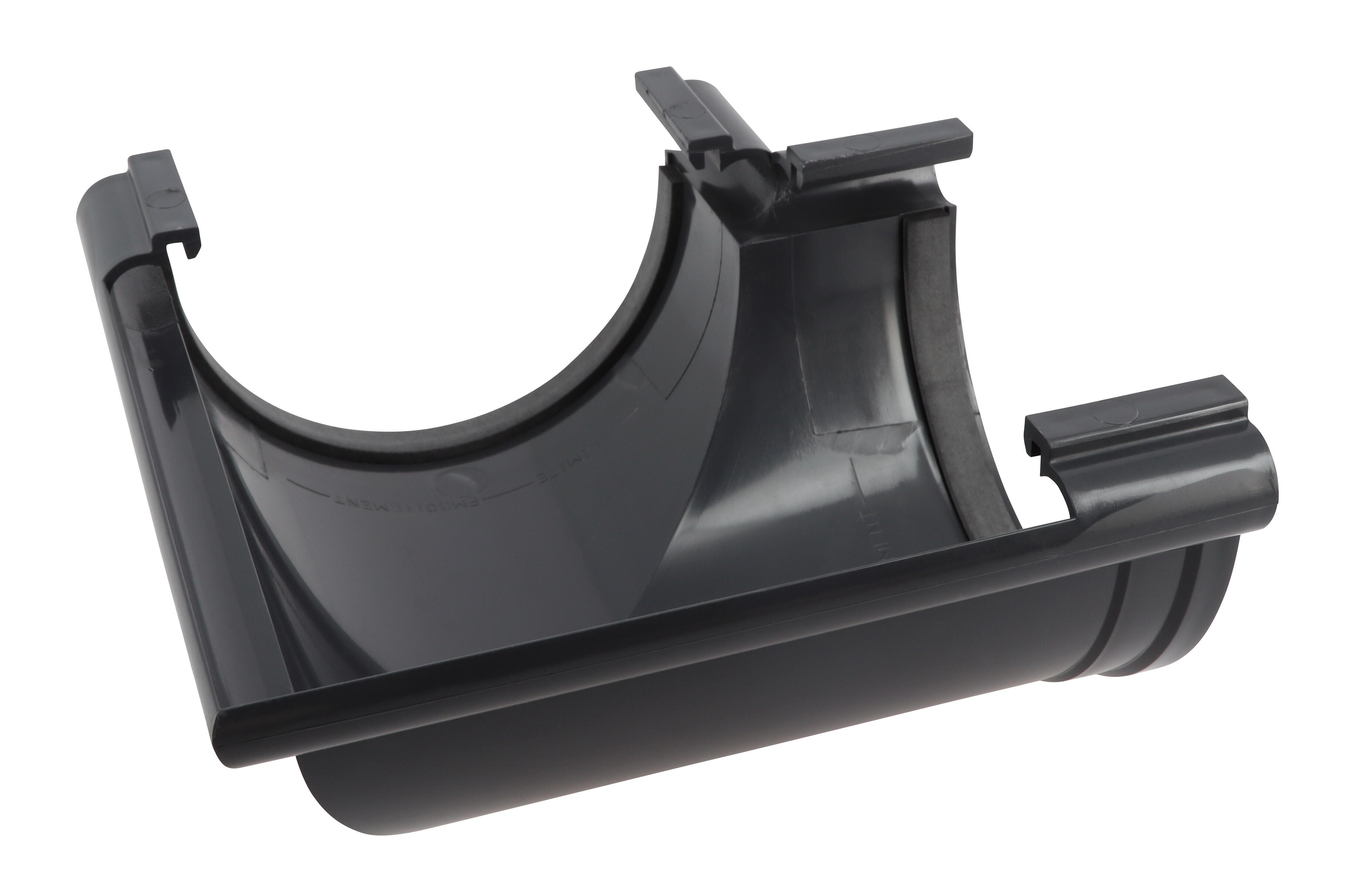 Angle mixte à joint pour gouttière 1/2 ronde, développé 25, PVC, ardoise - 3