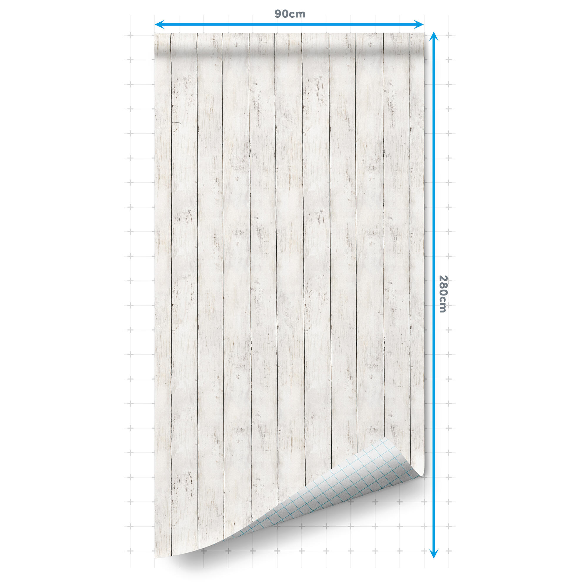 Adhesivo decorativo en rollo PVC Imitación material Madera Tablero color Blanco mate. De 0.90 x 2.80 m. Recomendado: para decorar una pared o un objeto. LHD - 2