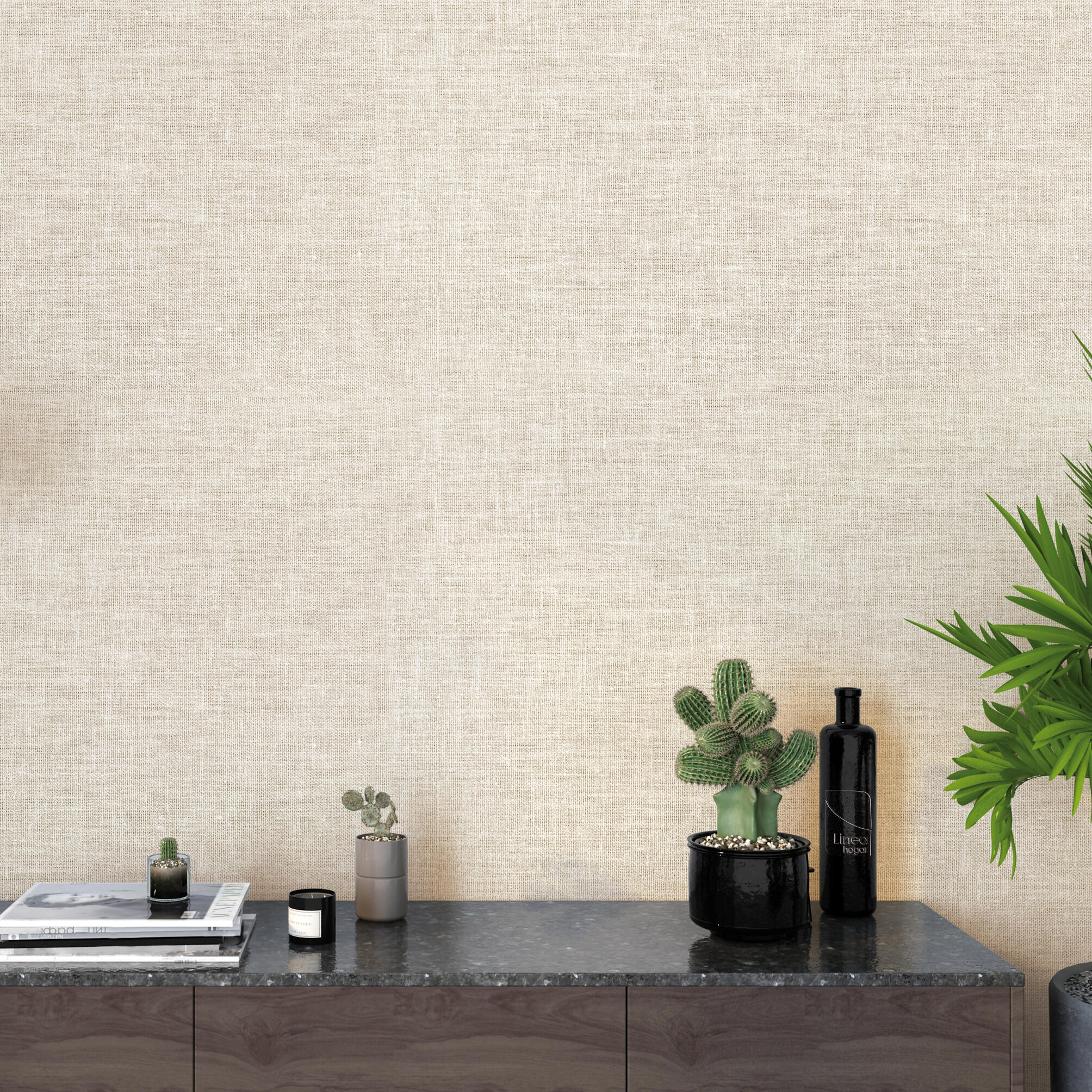 Adhesivo decorativo en rollo PVC Imitación material Arpillera Lienzo color beige mate. De 0.90 x 2.80 m. Recomendado: para decorar una pared o un objeto. LHD - 5