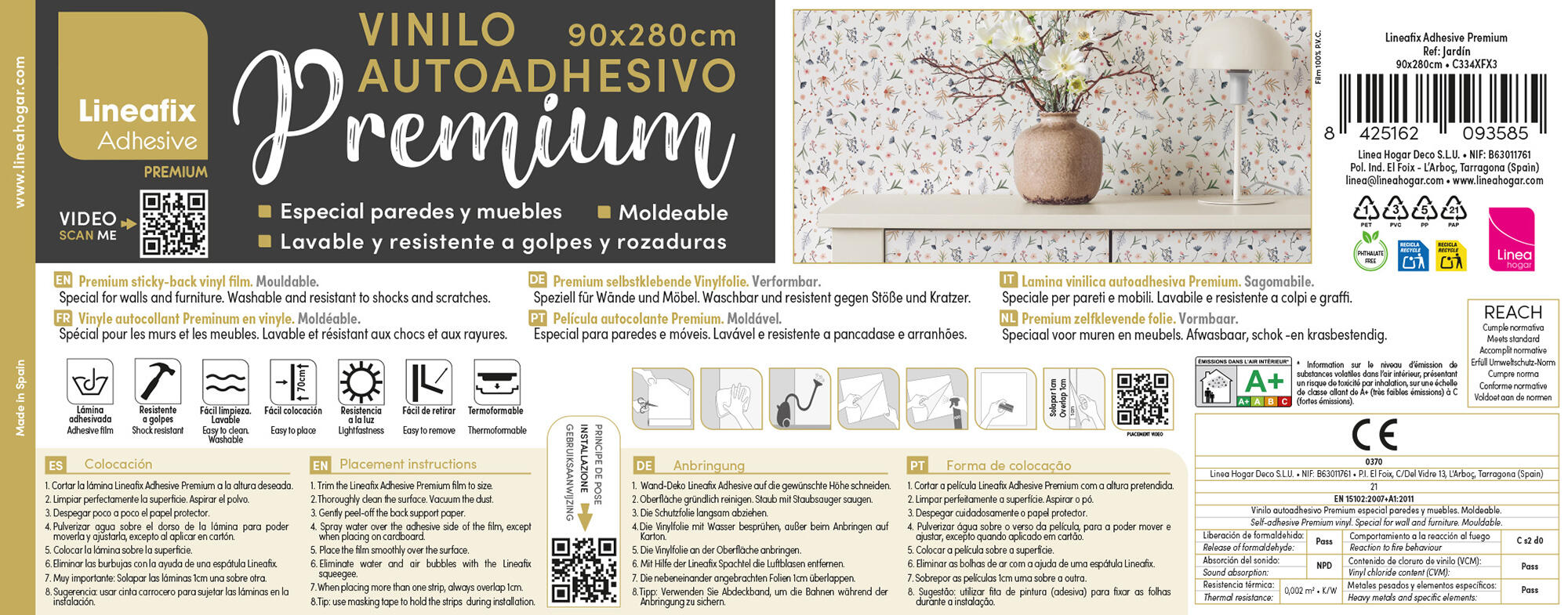 Adhesivo decorativo en rollo PVC Imitación material Arpillera Lienzo color beige mate. De 0.90 x 2.80 m. Recomendado: para decorar una pared o un objeto. LHD - 13