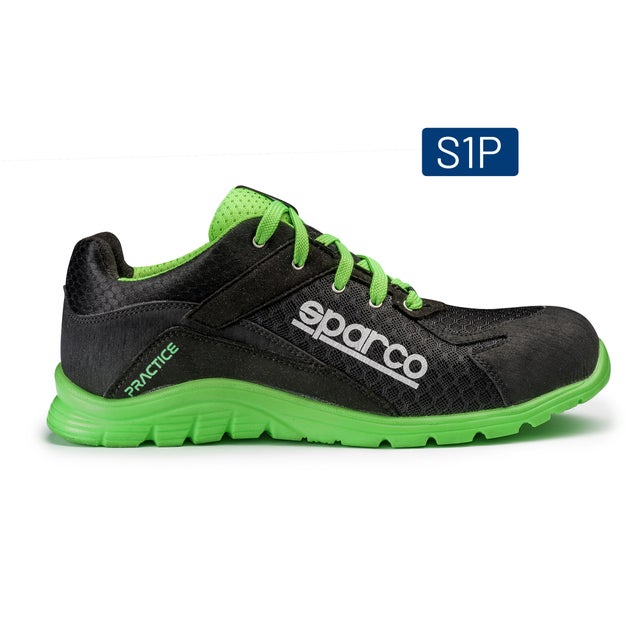 Zapato de seguridad SPARCO KEKE ESD S1PL SR FO Negro / Verde flúor - Ligera, flexible y transpirable - Talla 43