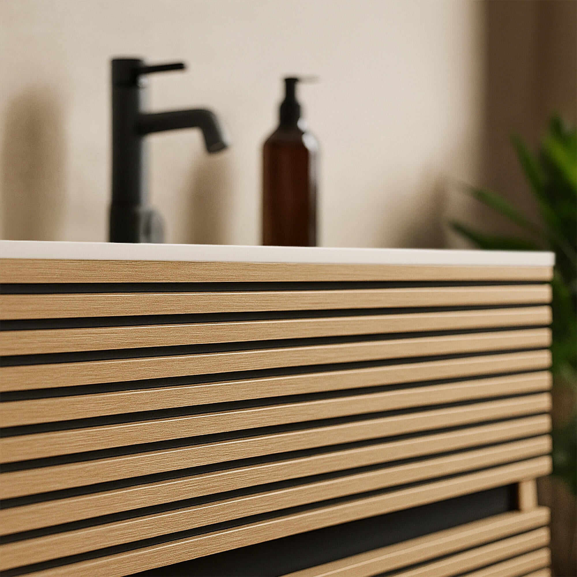 CONJUNTO MUEBLE DE BAÑO NOVA GEO ALISTONADO 80 CM 2CAJONES  ROBLE CLARO - 3