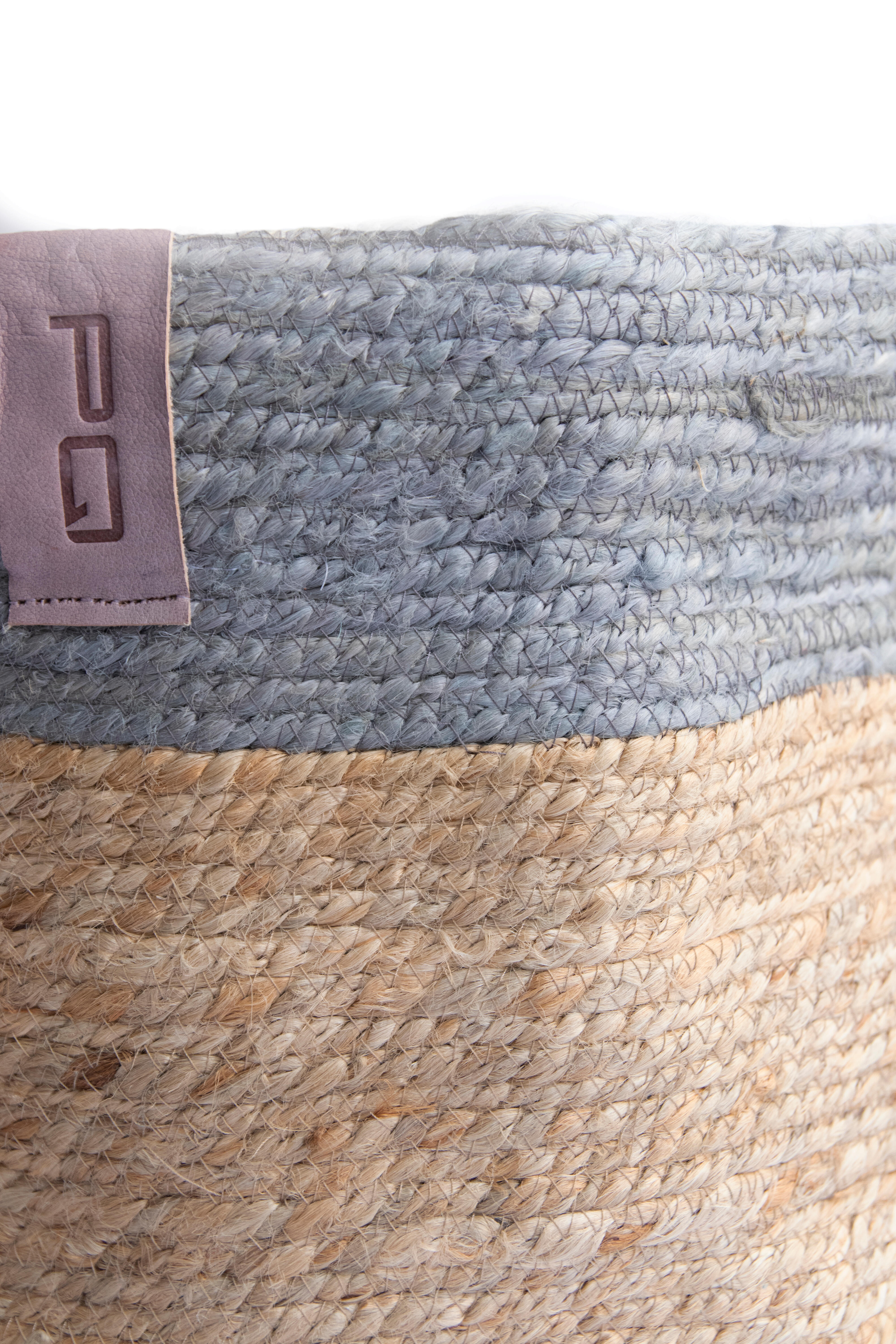 Cesto de juta Vintage 30x25cm natural e cinza - 5