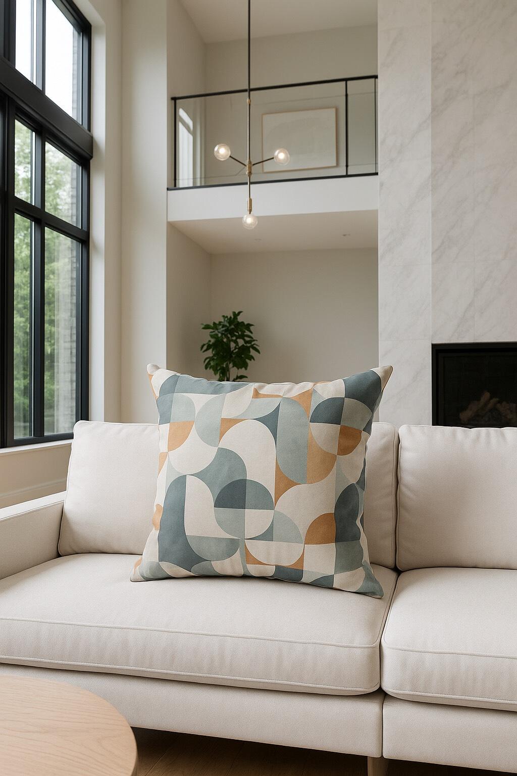 Almofada Esencia 02 50x50cm azul e laranja - 2