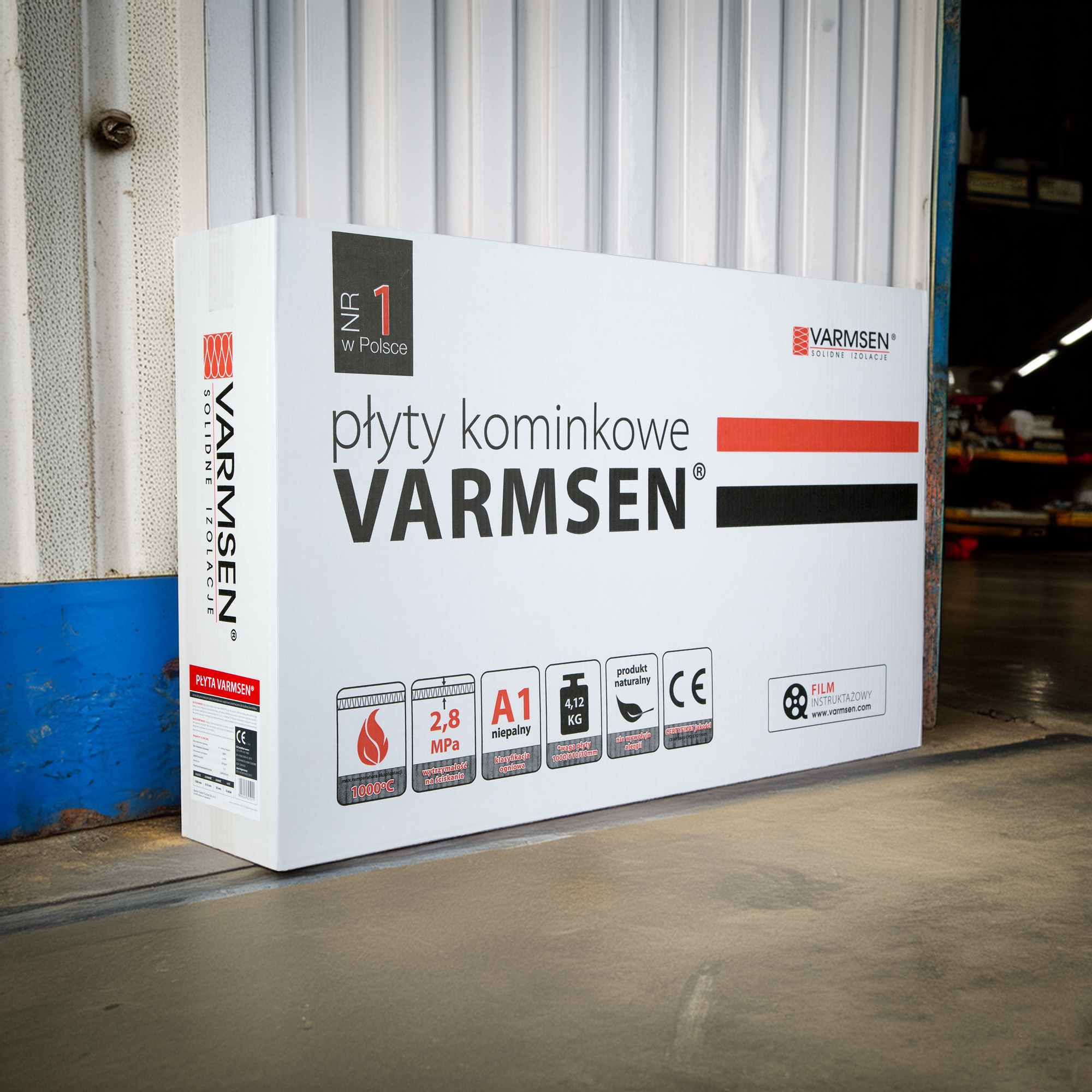 Opakowanie płyt kominkowych Varmsen.