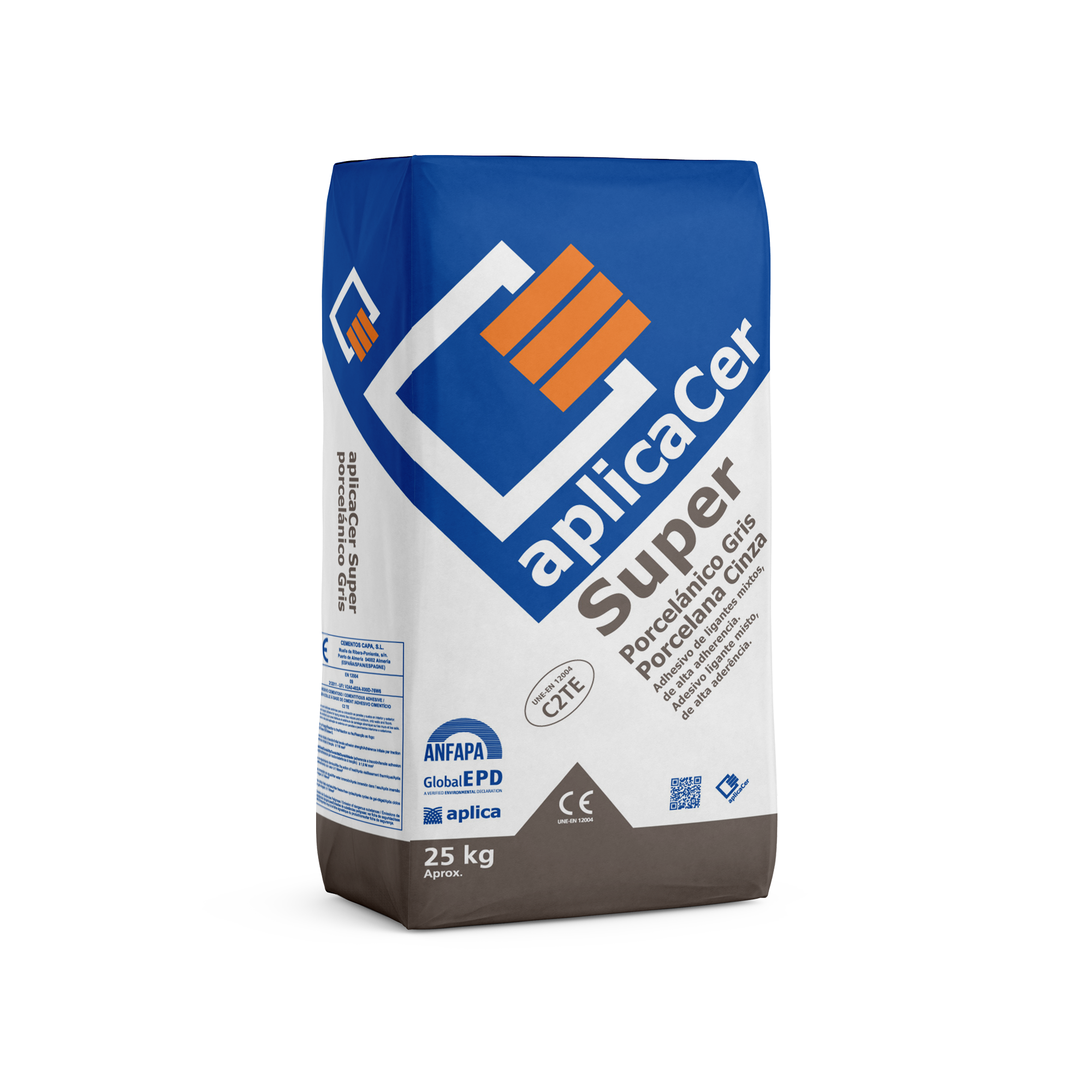 CEMENTO COLA APLICACER SUPER PORCELÁNICO C2TE 25KG GRIS - 2