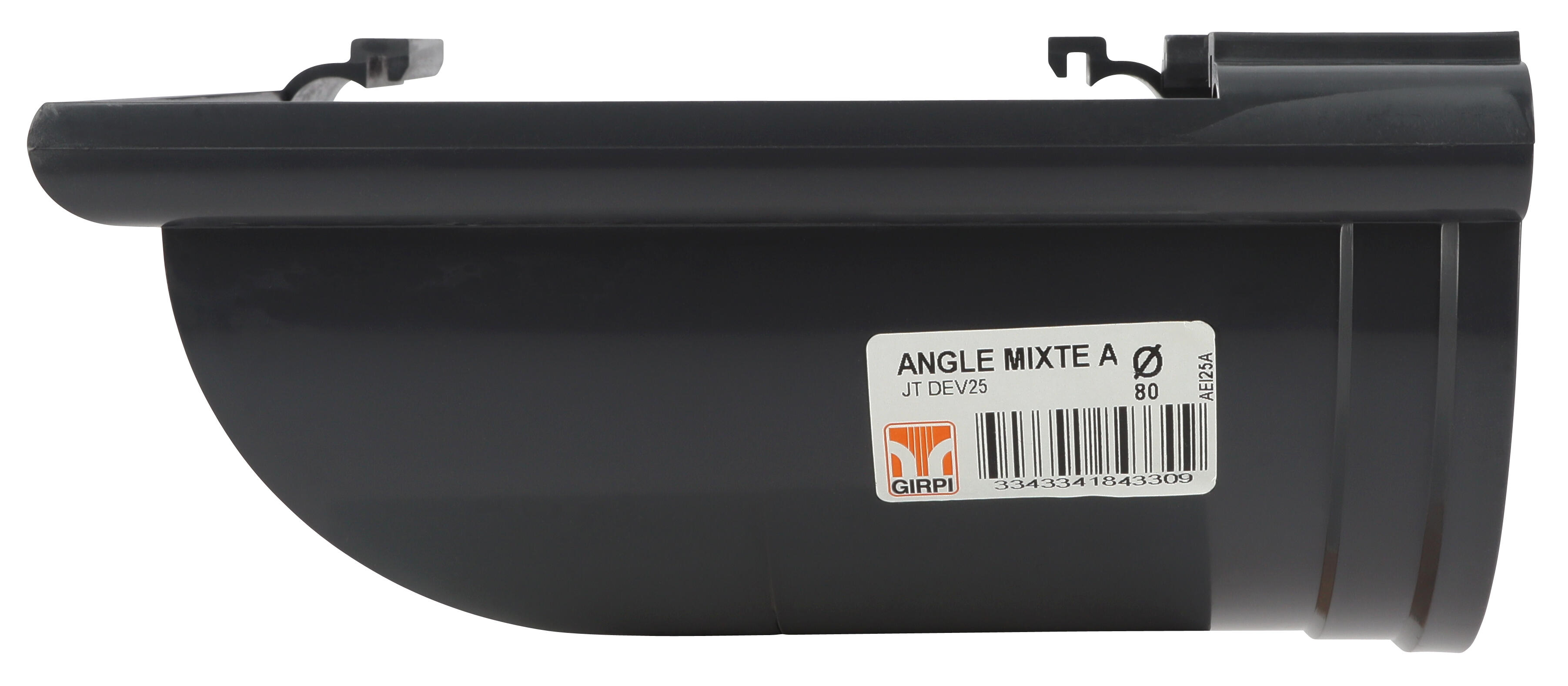 Angle mixte à joint pour gouttière 1/2 ronde, développé 25, PVC, ardoise - 4