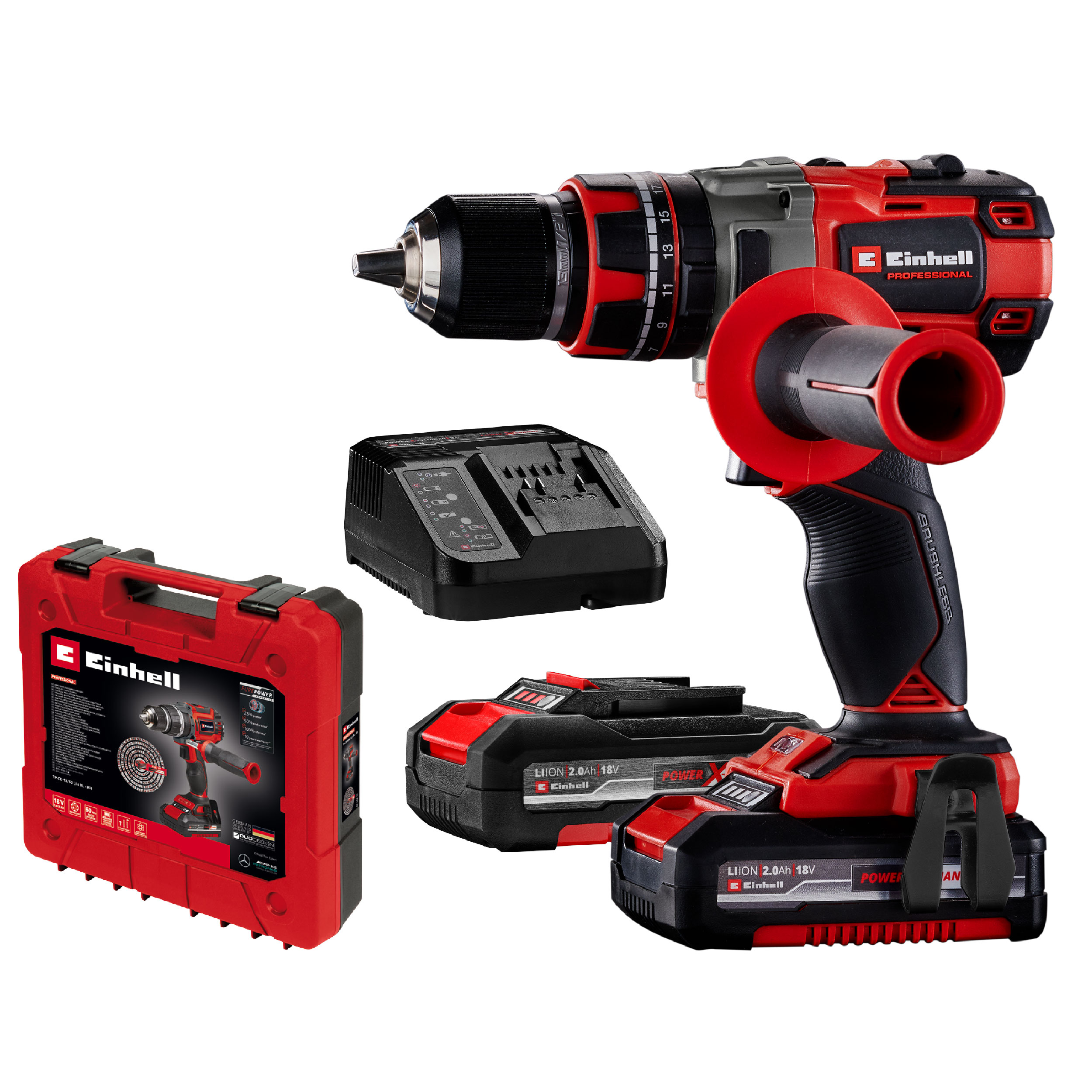 Trapano a percussione a batteria EINHELL TP-CD 18/80 Li-iBL 18V 2Ah, 2 batterie + valigetta in plastica - 3