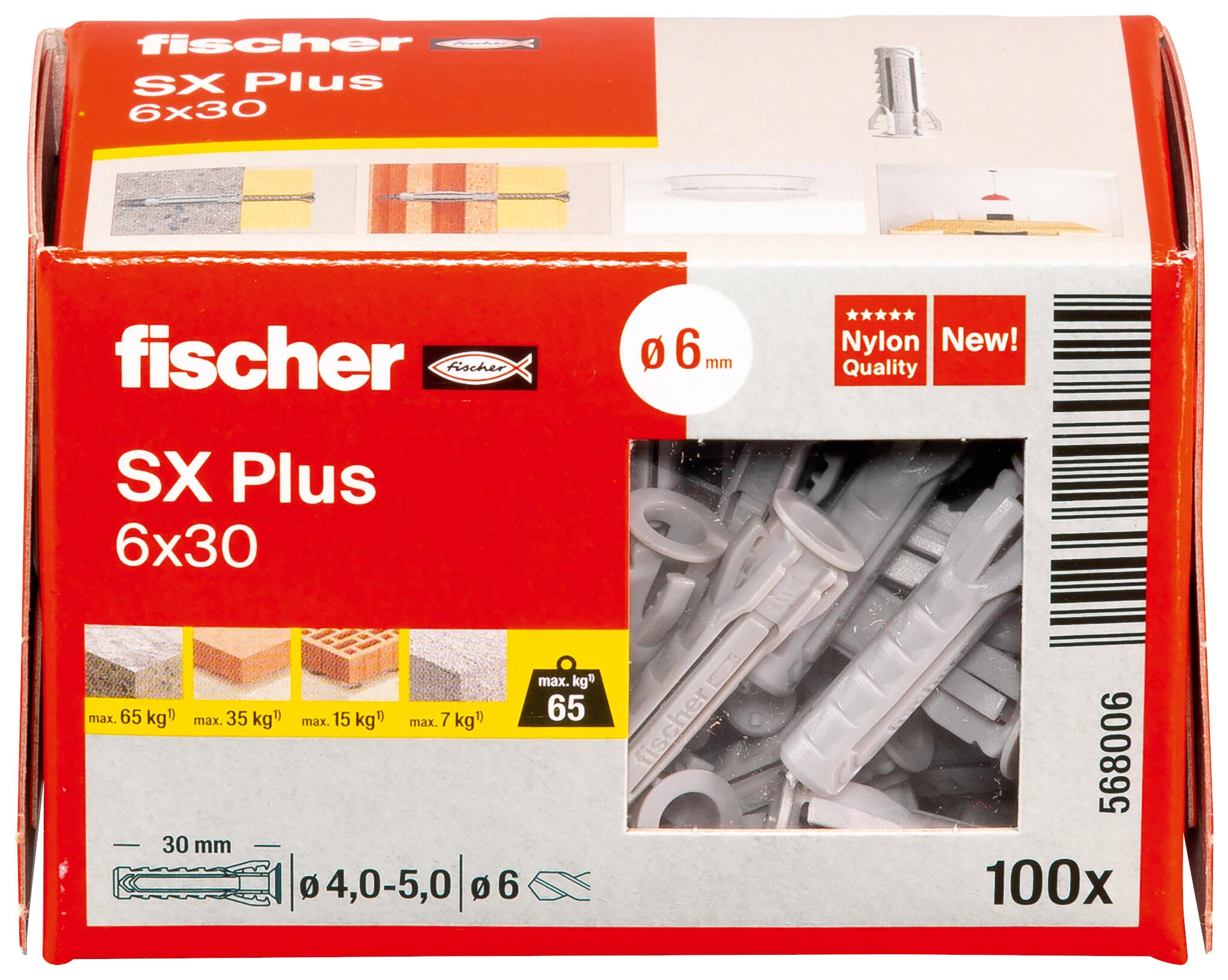 100 tacos para material macizo FISCHER SX Plus ø6 mm y L.30 mm - 17