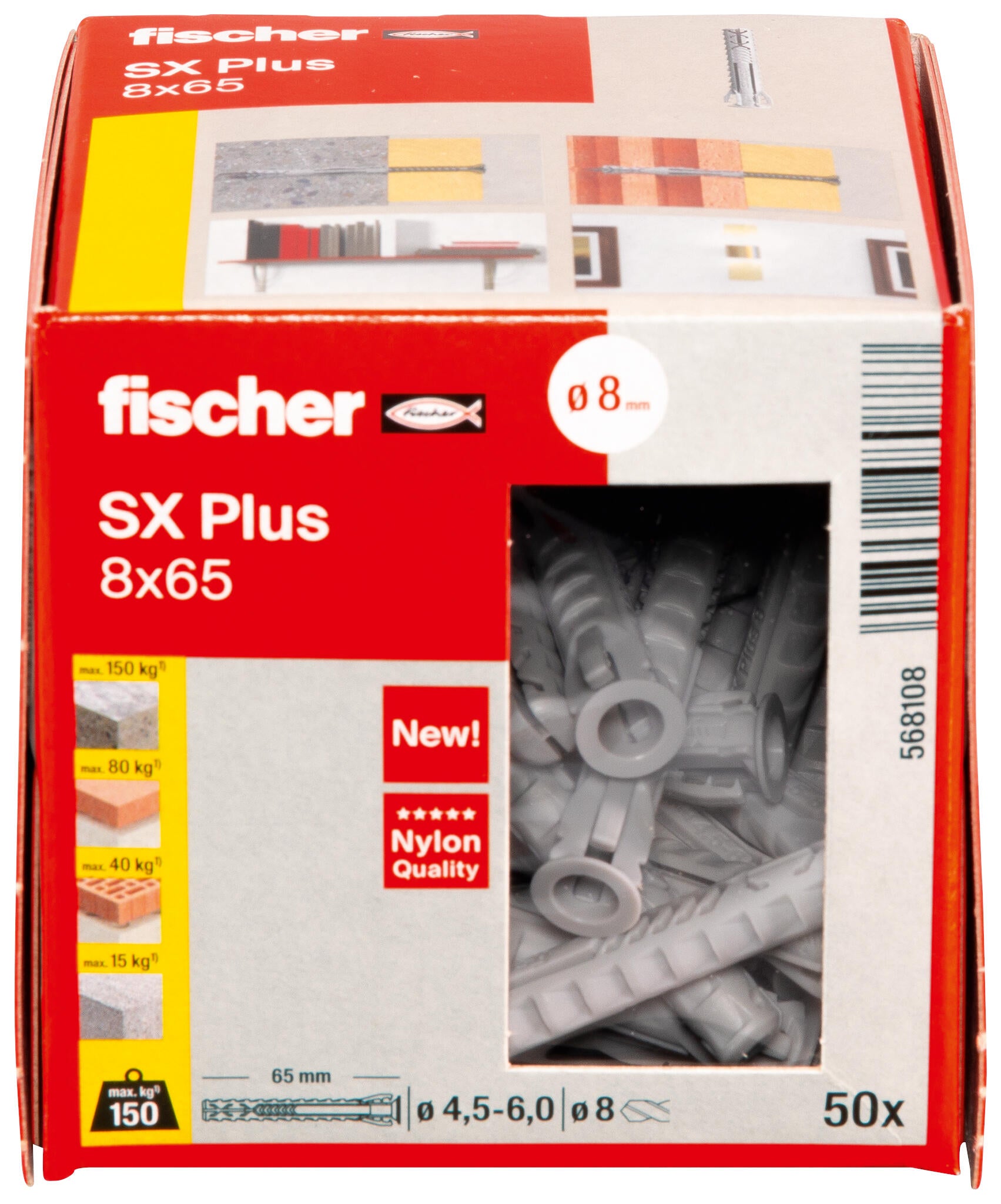 Lot de 50 chevilles sx plus CHEVILLE SX PLUS 8X65 FISCHER, Ø8 x L.65 mm - 6