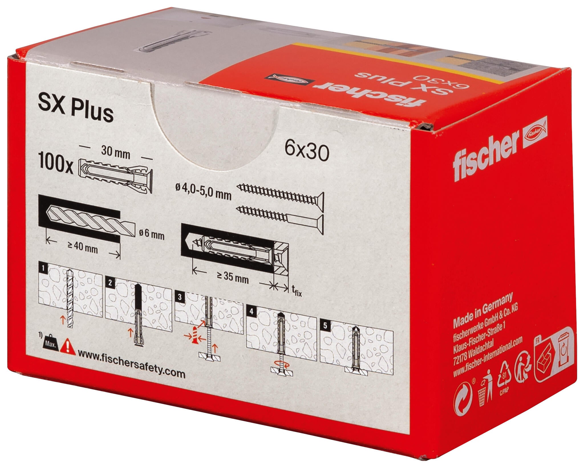 100 tacos para material macizo FISCHER SX Plus ø6 mm y L.30 mm - 15