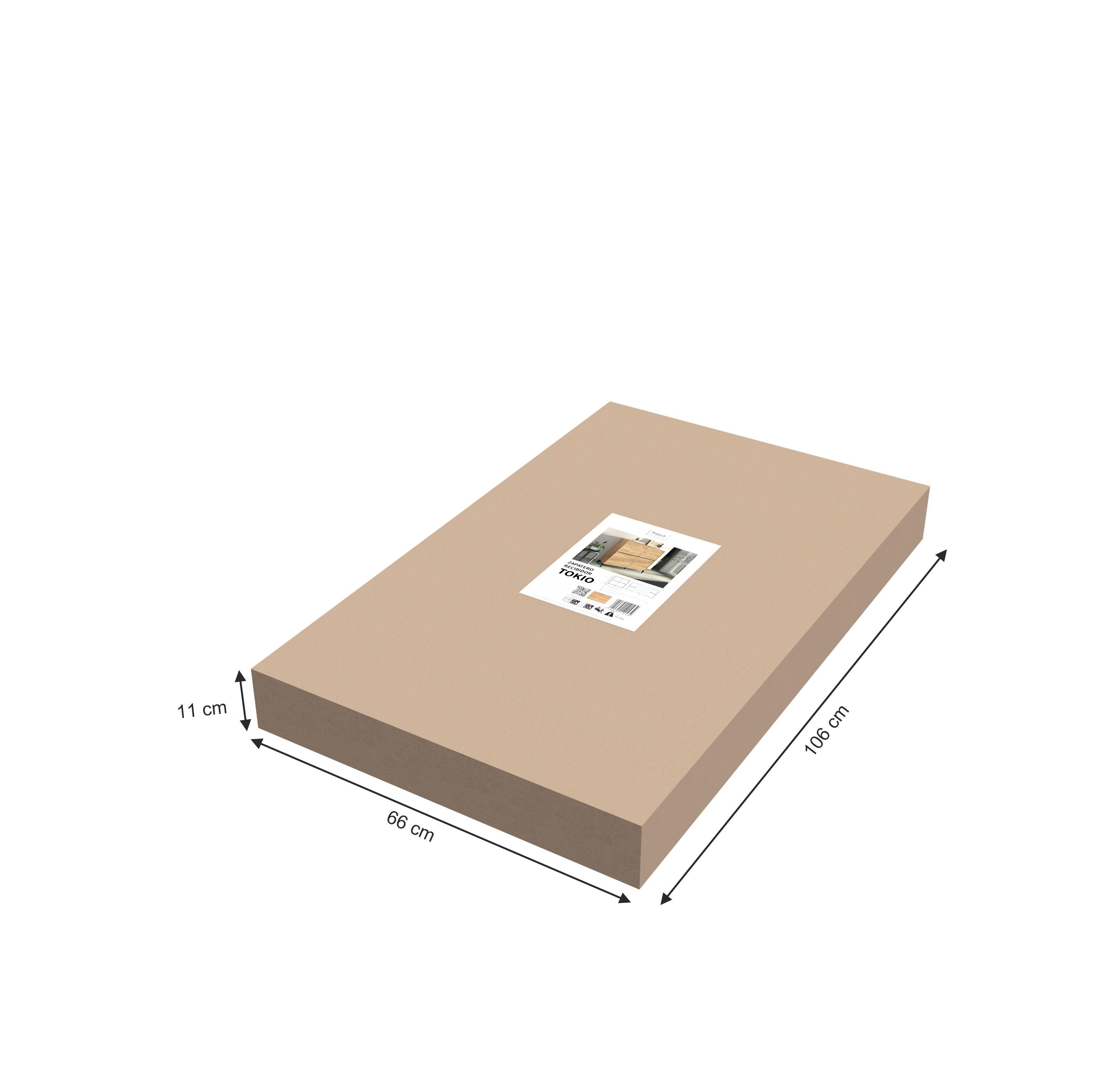 Zapatero Tokyo con 4 compartimentos para 20 pares en melamina color roble natural 101x96.5x33 cm - 7