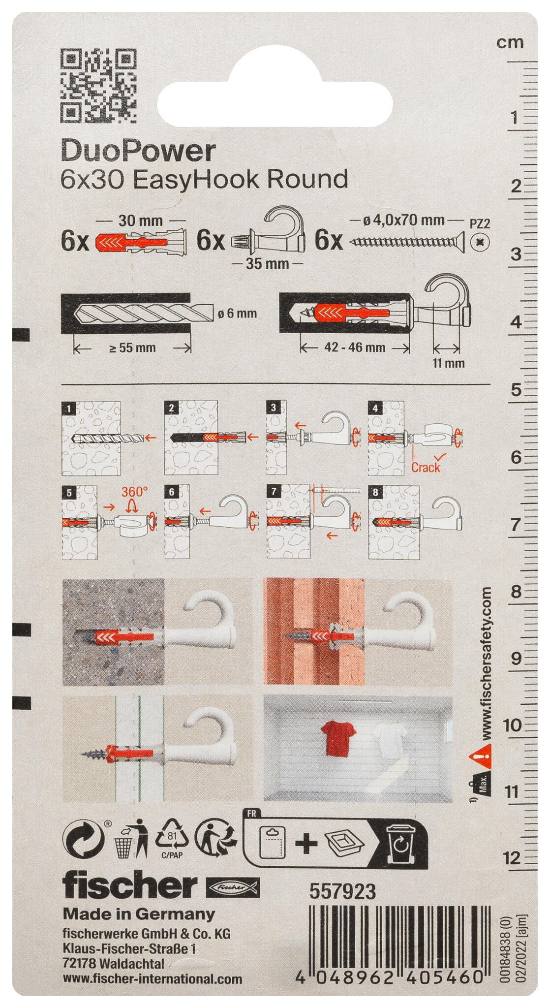 Lot de 6 Crochet à oeil ouvert duopower DUOPOWER 6X30 AVEC EASYHOOKS RONDS FISCH - 10