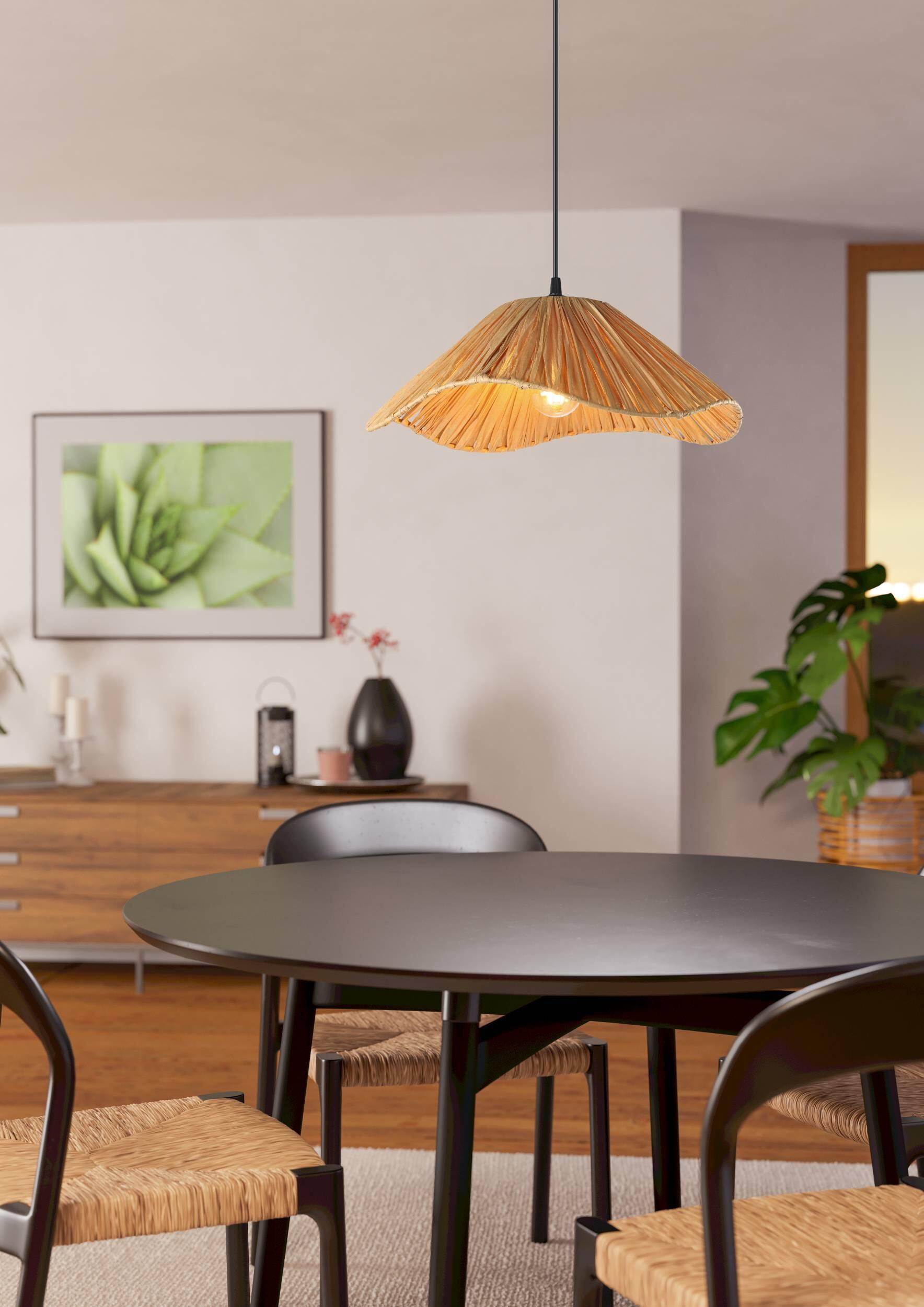 Lámpara de techo colgante de papel y rafia beige 1 luz E27 Laxford 40 cm - 3