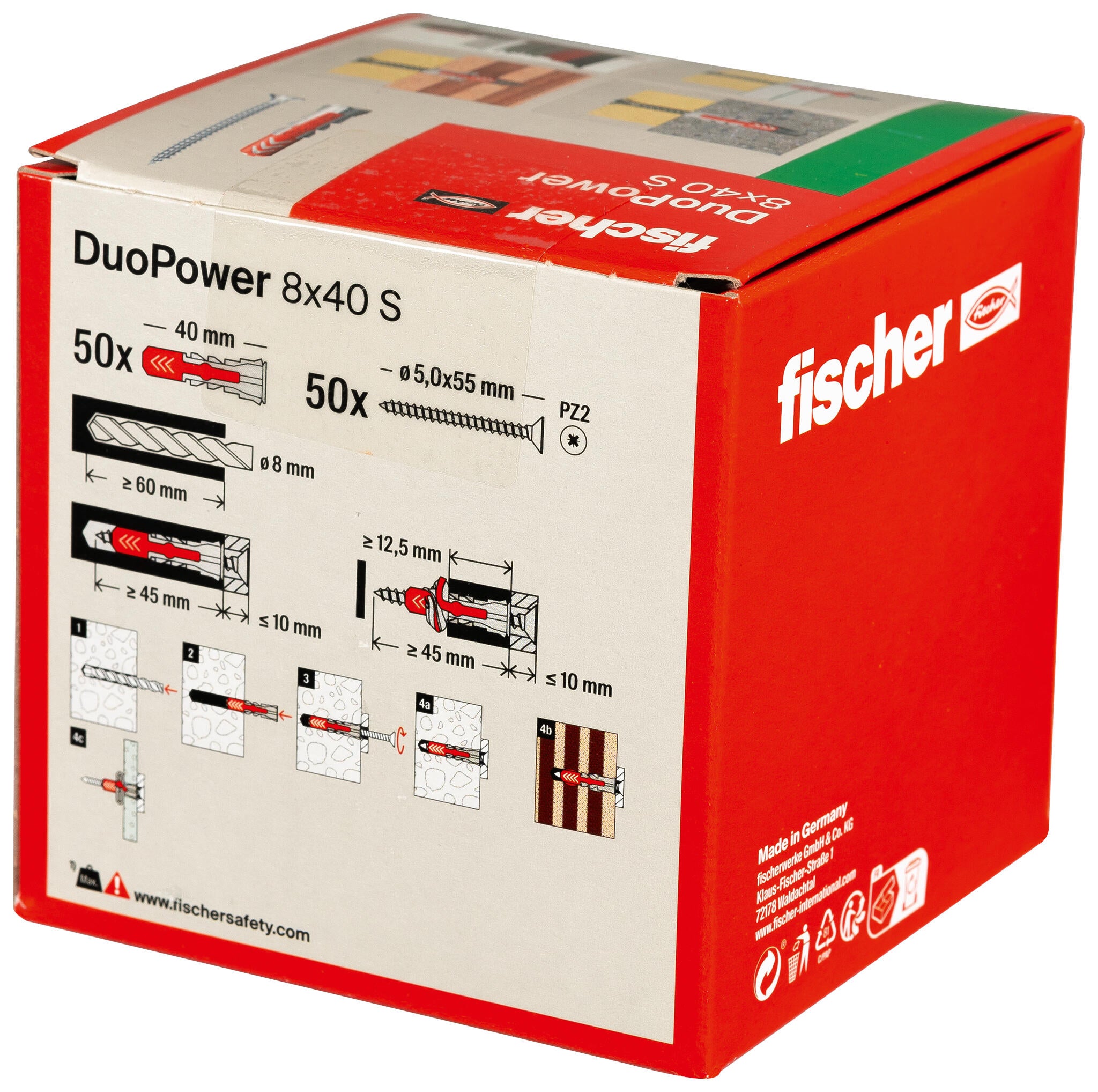 Lot de 50 cheville et vis 3 en 1 duopower, Diam.8 x L.40 mm - 10