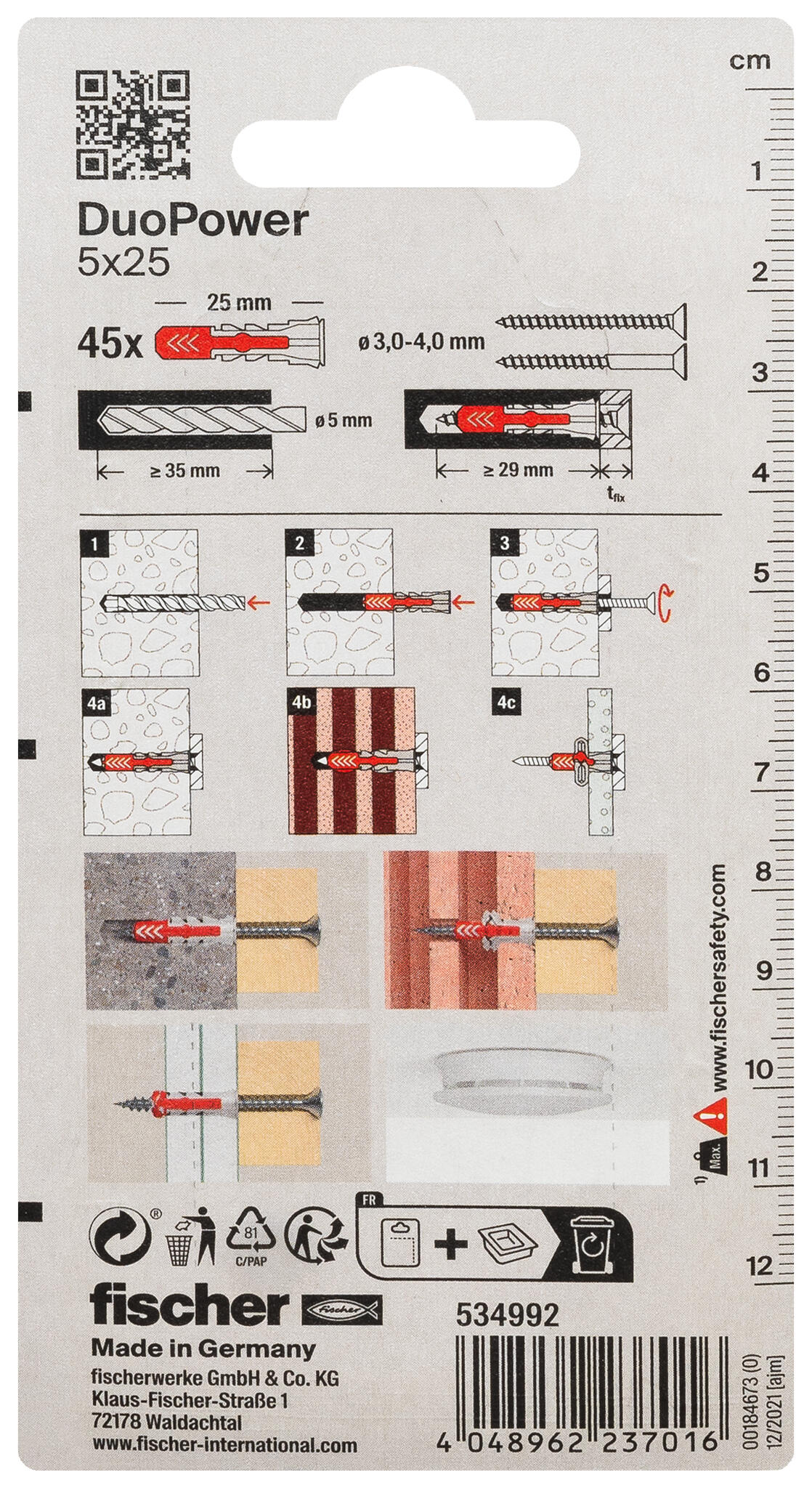 Lot de 45 Cheville pour tout type de mur duopower 534992 FISCHER, Ø5 x L.25.0 mm - 9