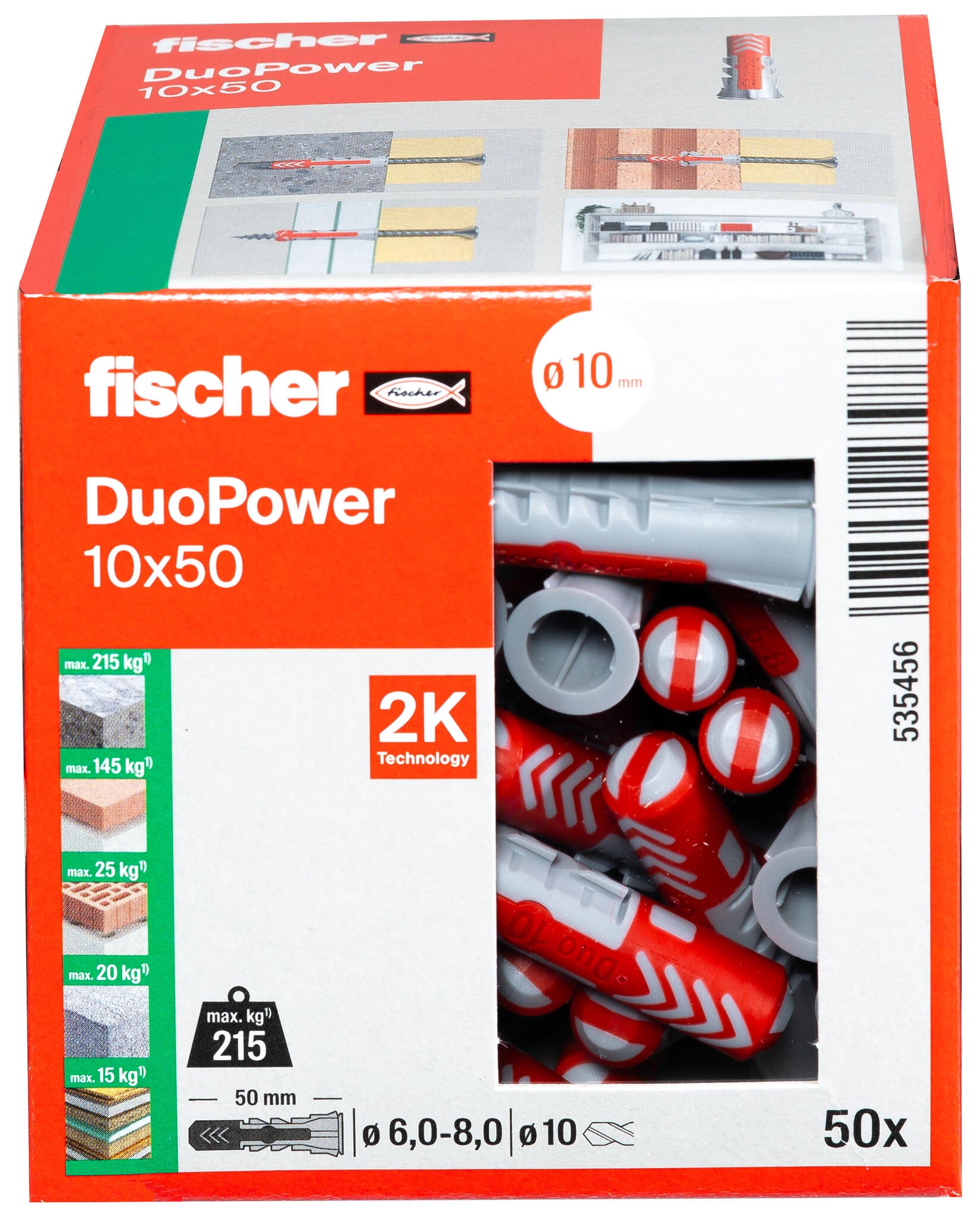 Lot de 50 chevilles duopower FISCHER, Diam.10 x L.50 mm - 8