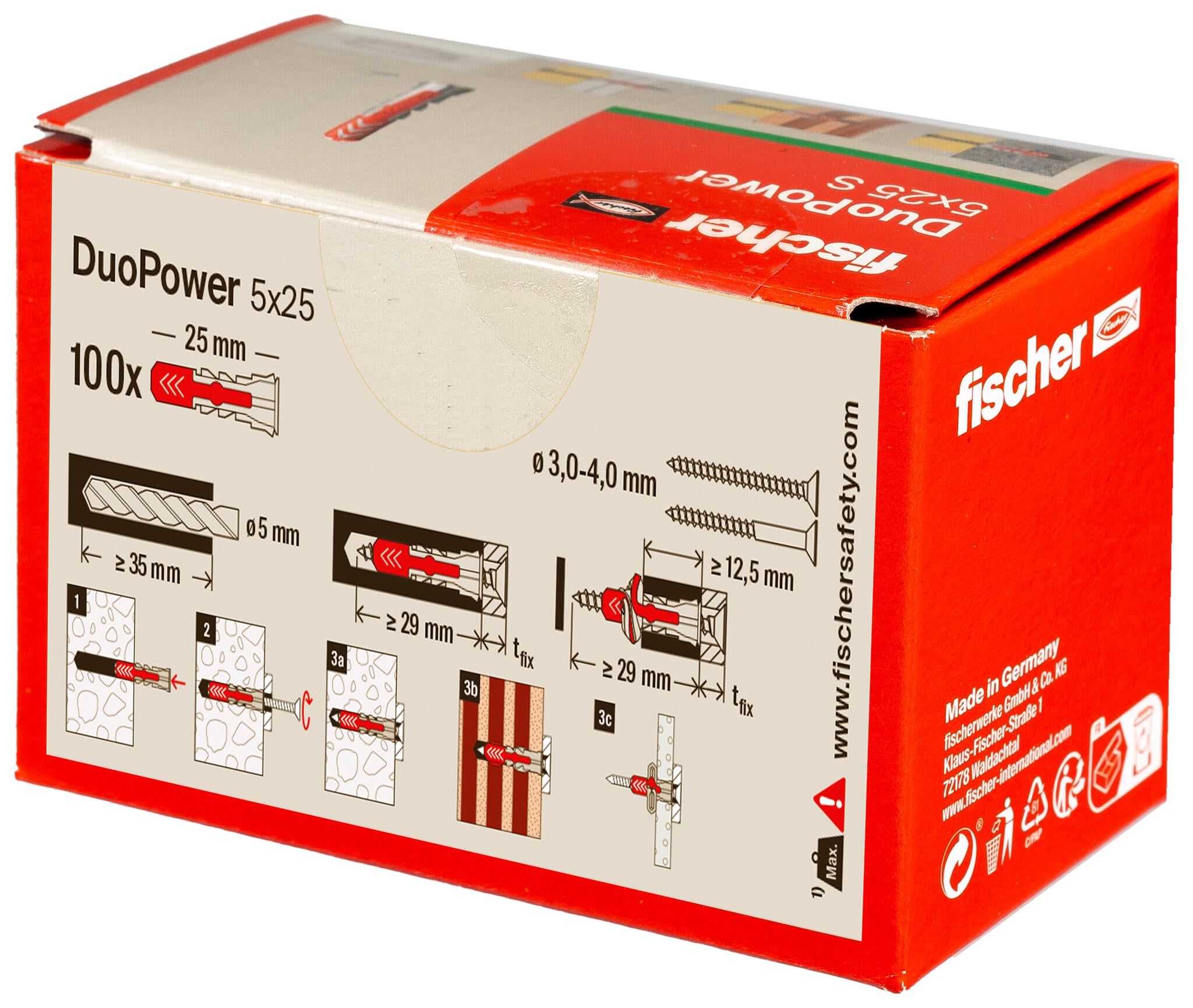 100 cheville à visser Duopower 5X25 FISCHER, Ø5 x L.25 mm - 8