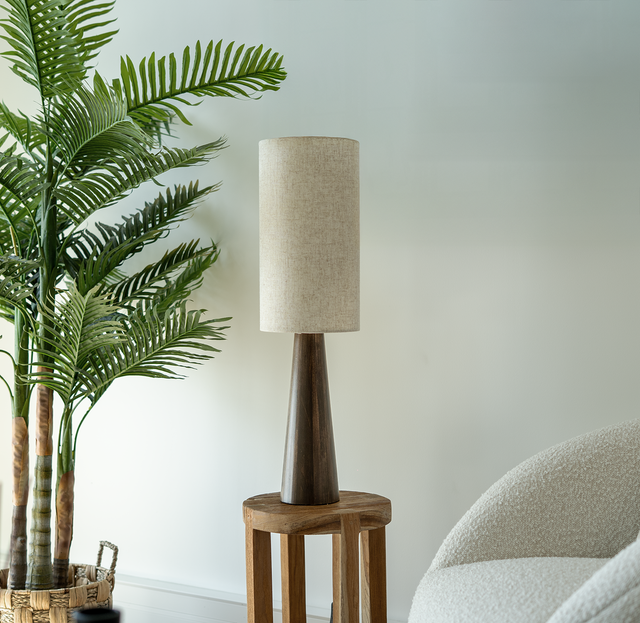 Lampe Louc, bois, marron,  H.75 cm, E27