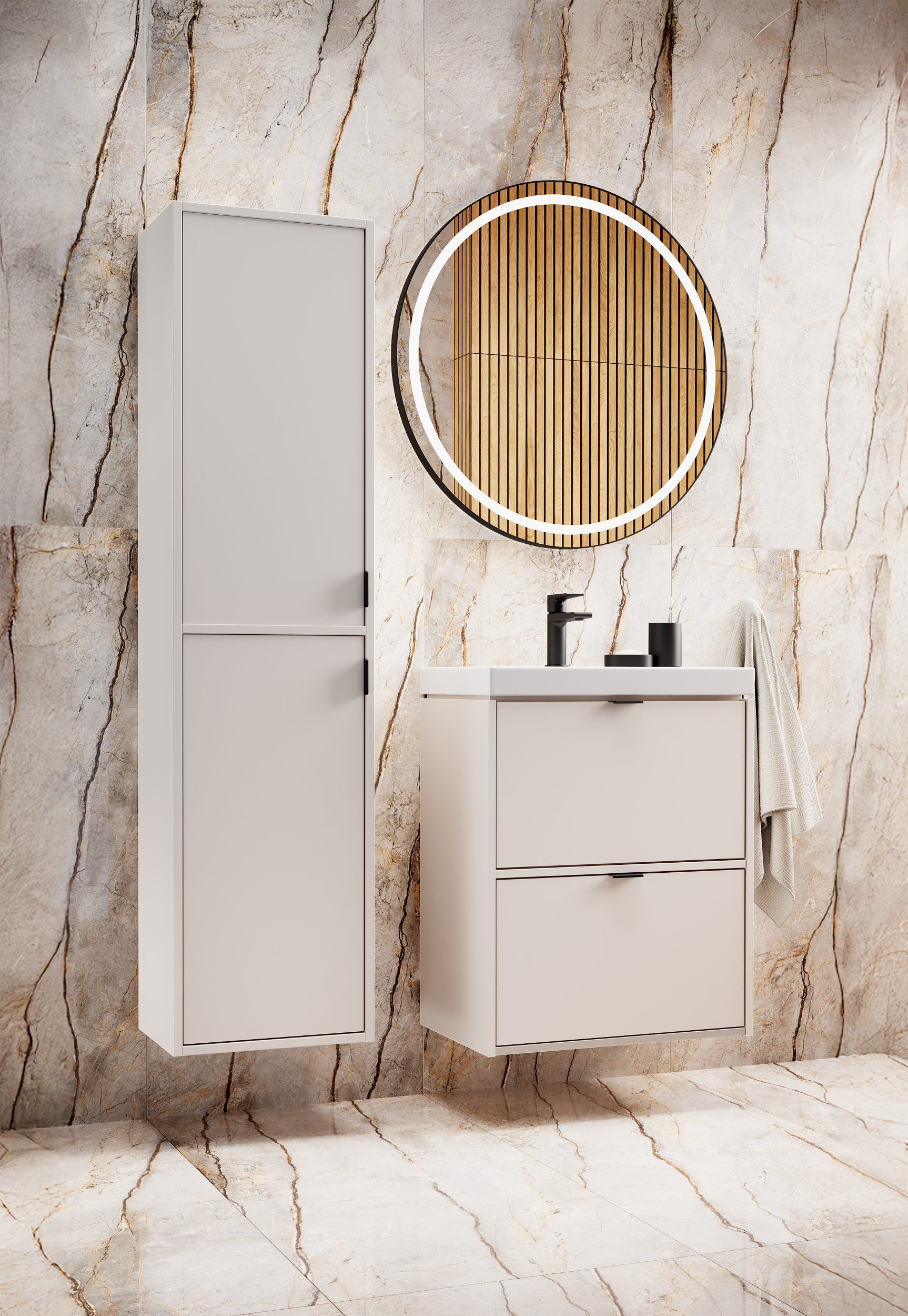 Lustro z oświetleniem Remix 80 cm czarne Sensea - 3