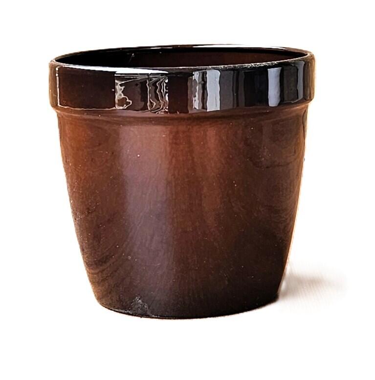 Soucoupe Ronde K&K Pour Pot De Fleurs 26 Cm - Grès Céramique Marron Mat