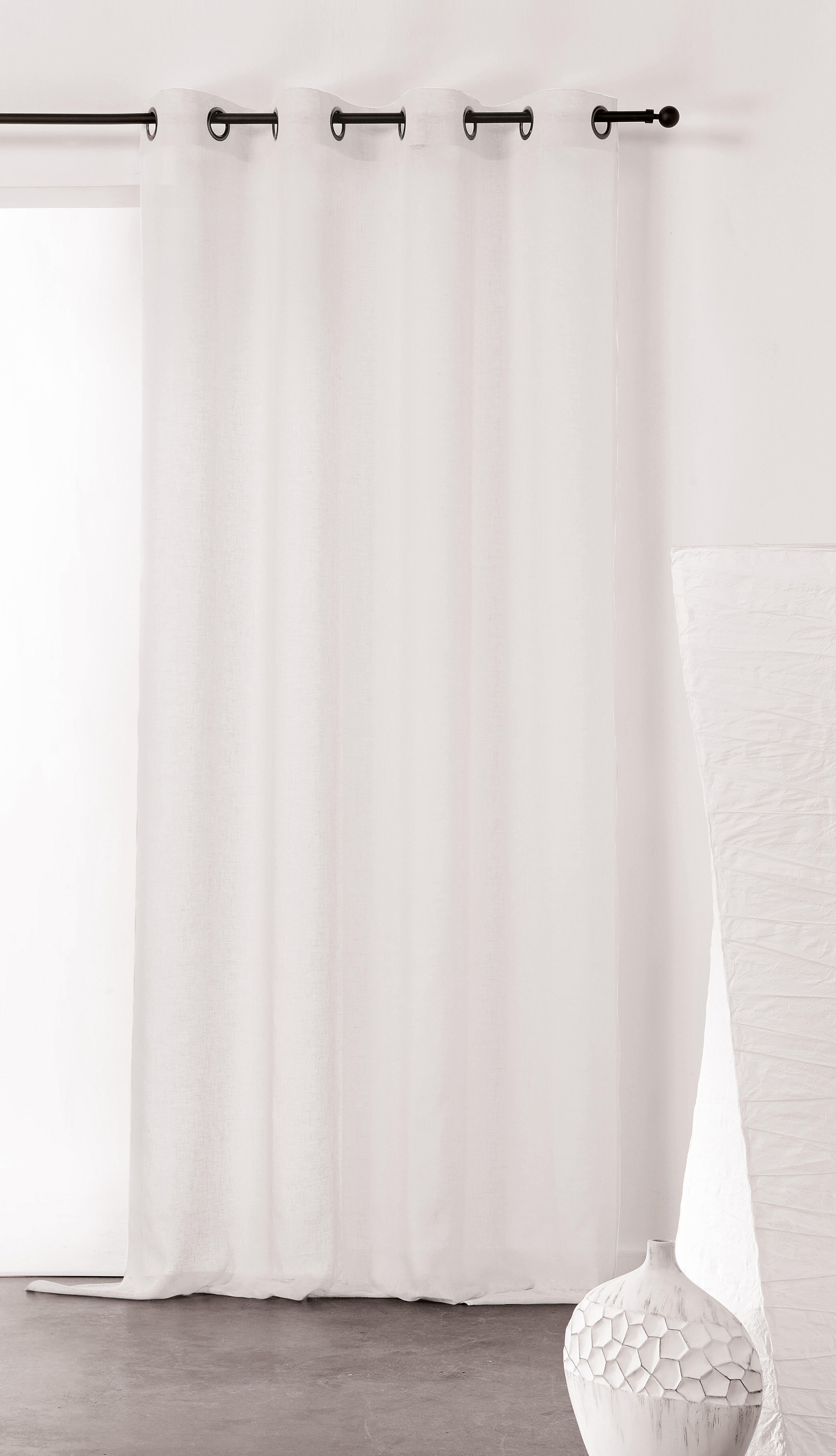 Voilage tamisant, Gaze de lin, blanc H.260 x l.140 cm - 2