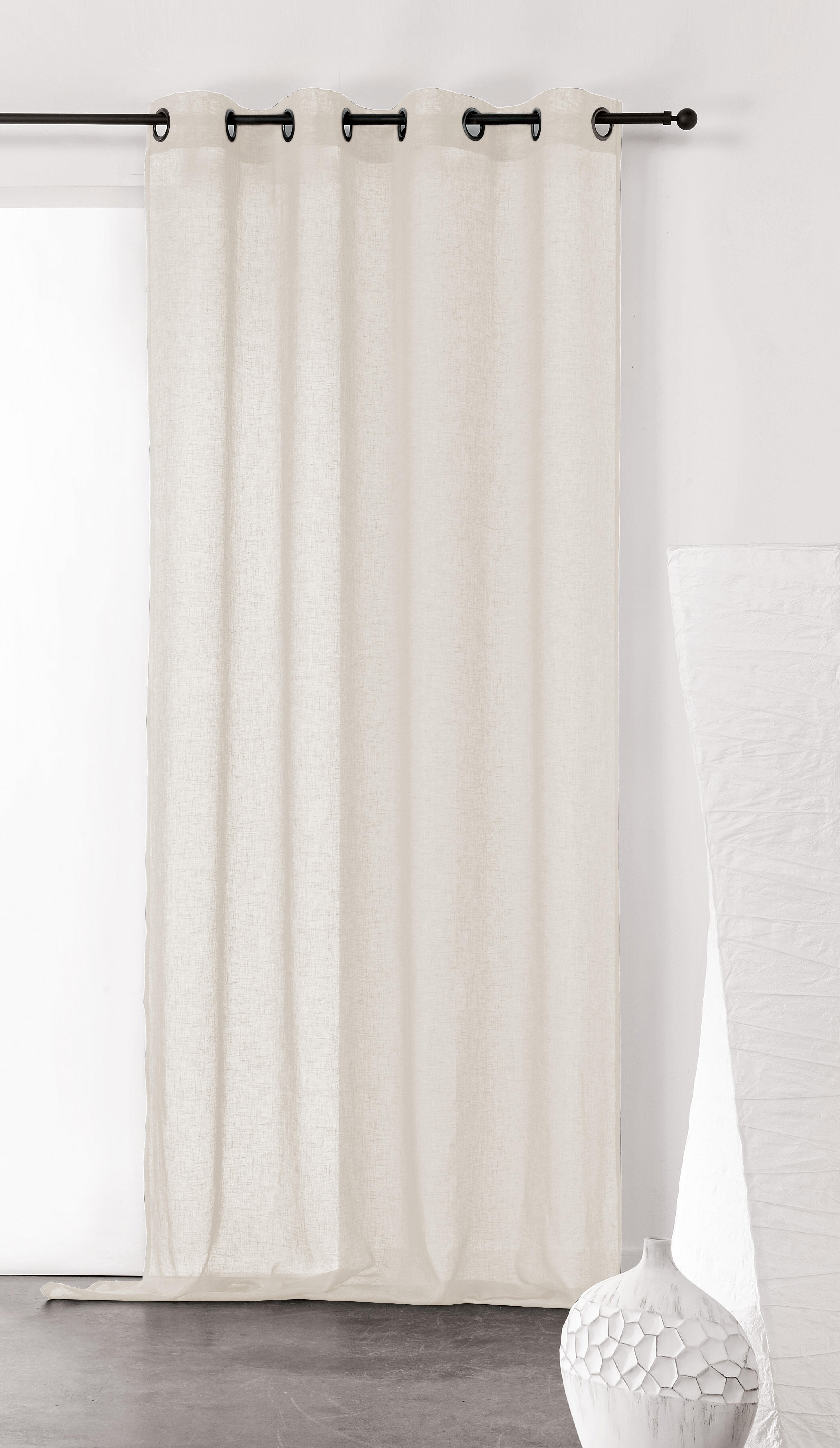 Voilage tamisant, Gaze de lin, écru H.260 x l.140 cm - 2
