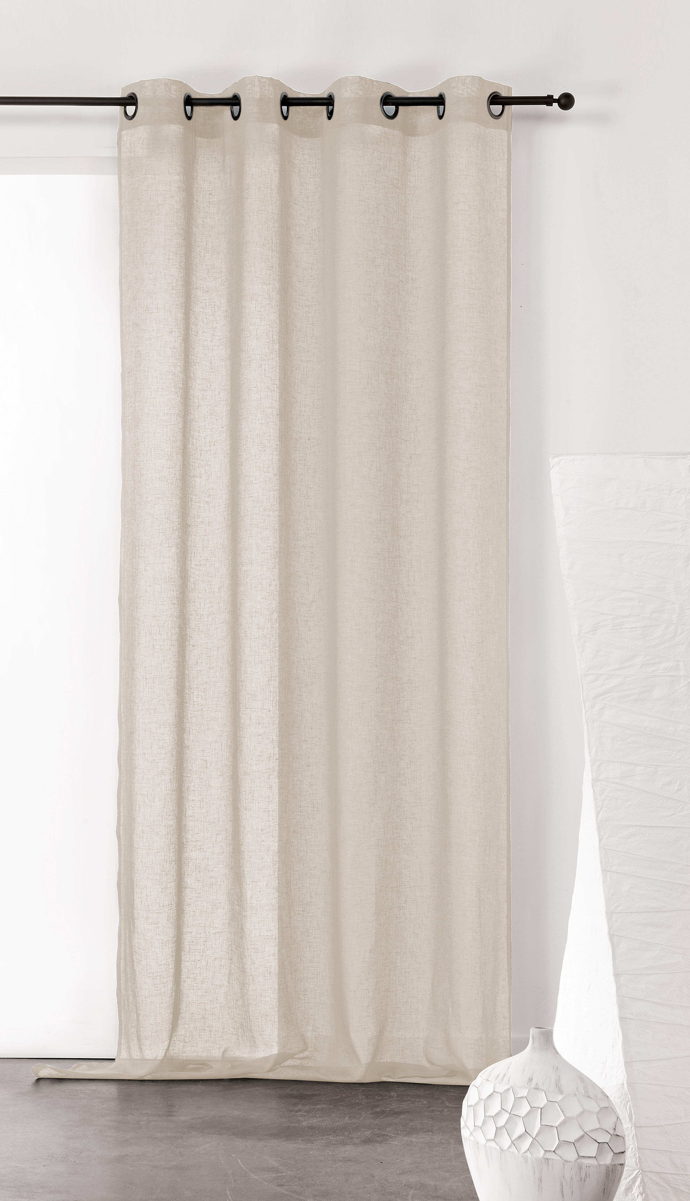 Voilage tamisant, Gaze de lin, beige H.260 x l.140 cm - 2