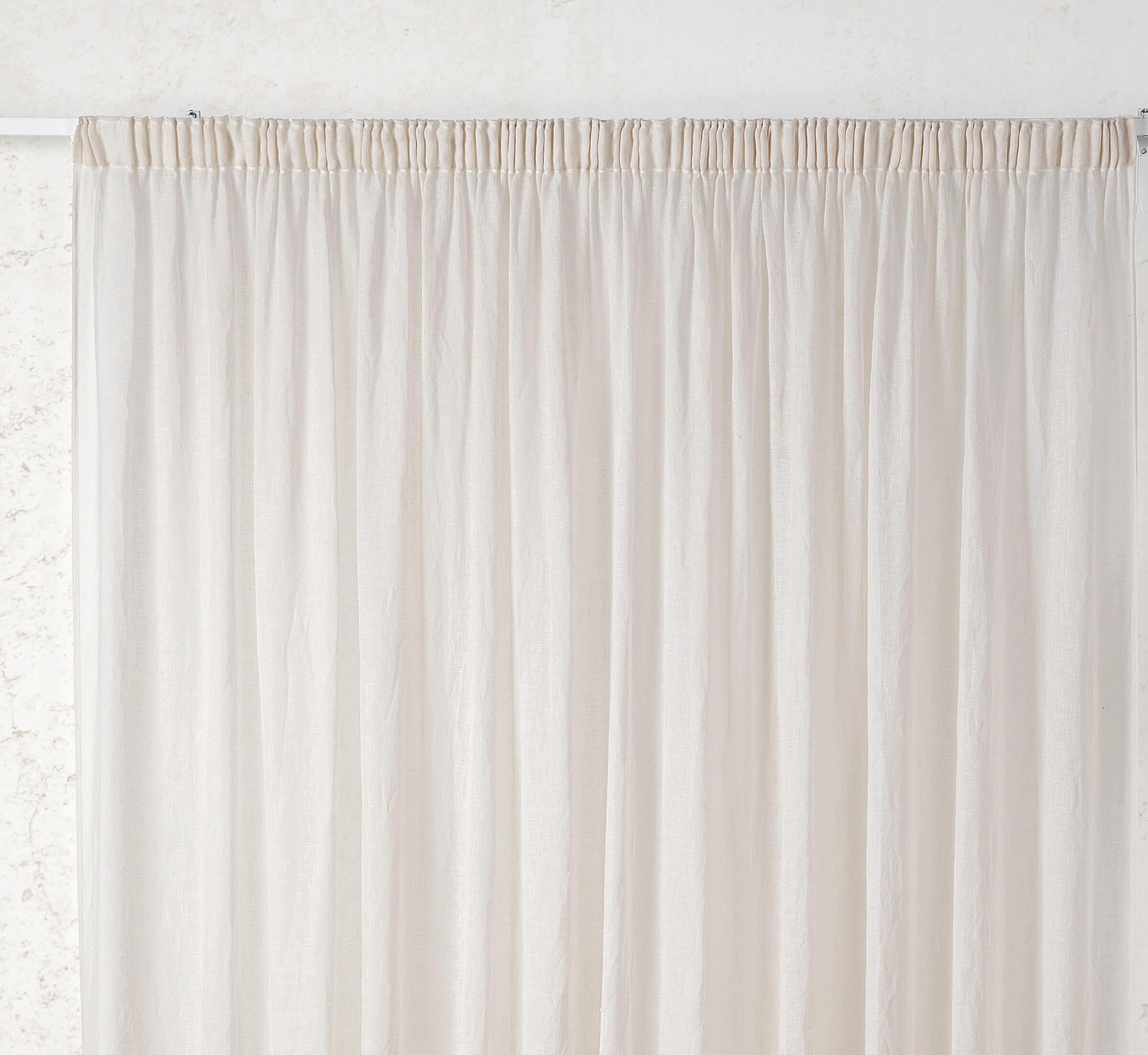 Voilage étamine Lin écru 140x260 Cm - Avec œillets, Style Classique, Fait En France