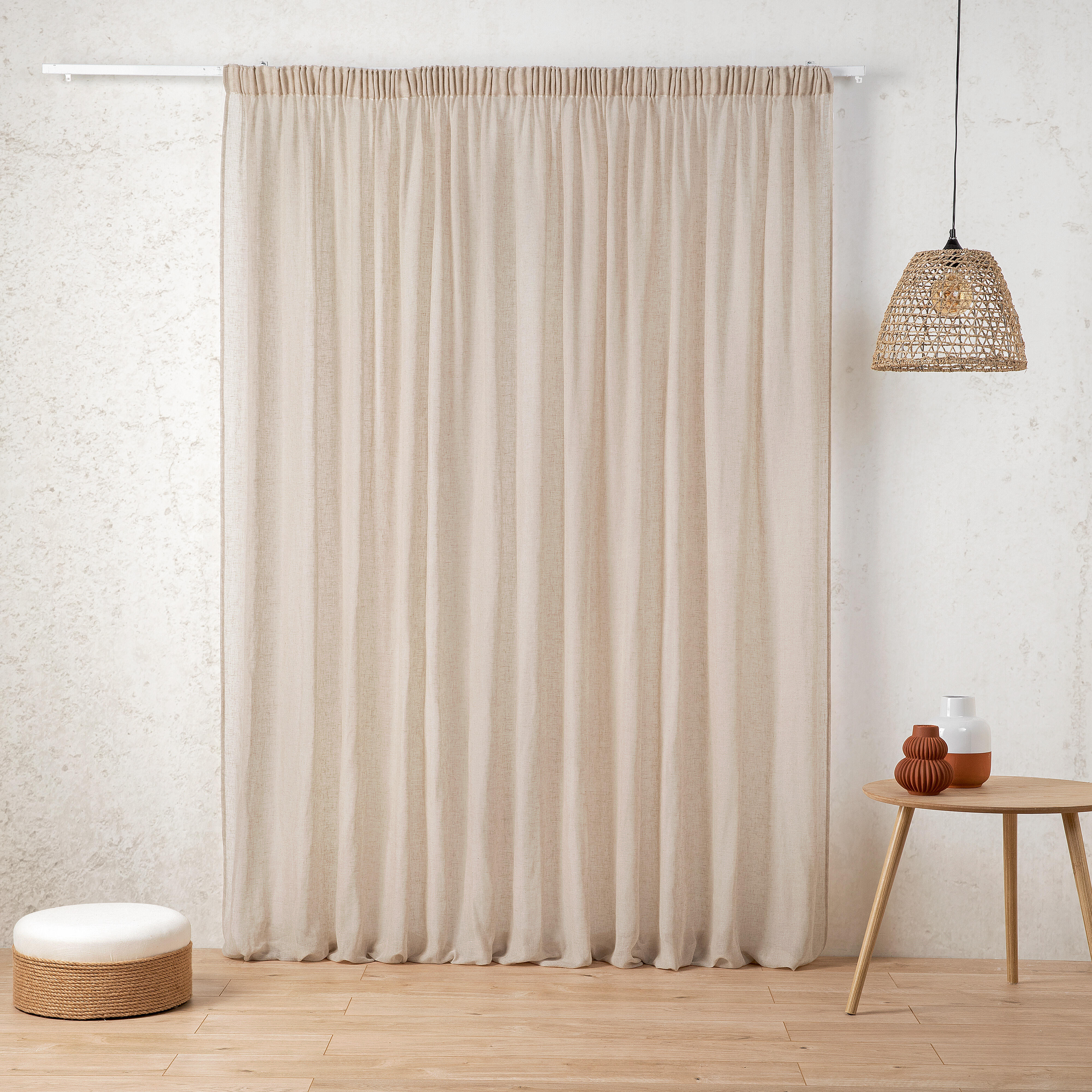 Voilage tamisant, Gaze de lin, beige H.260 x l.300 cm - 2