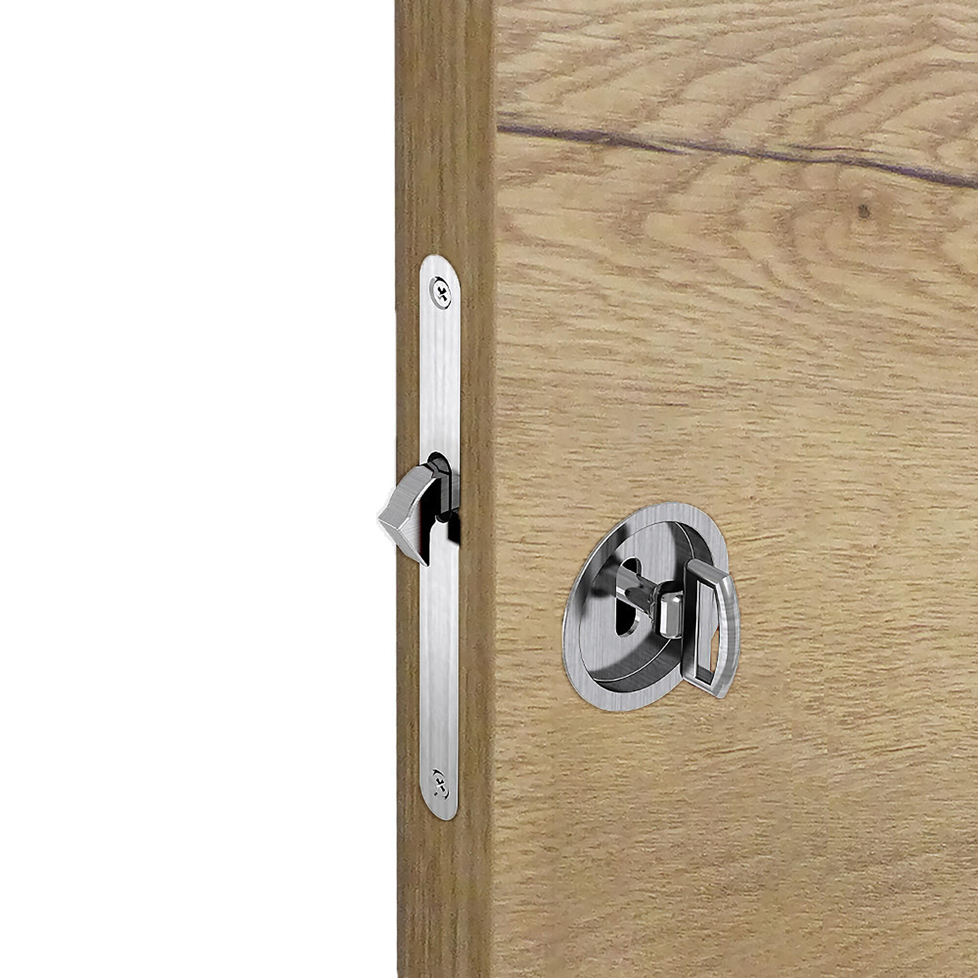 Kit serrure à clé+ poignée cuvette ronde inox Ø58mm - 2