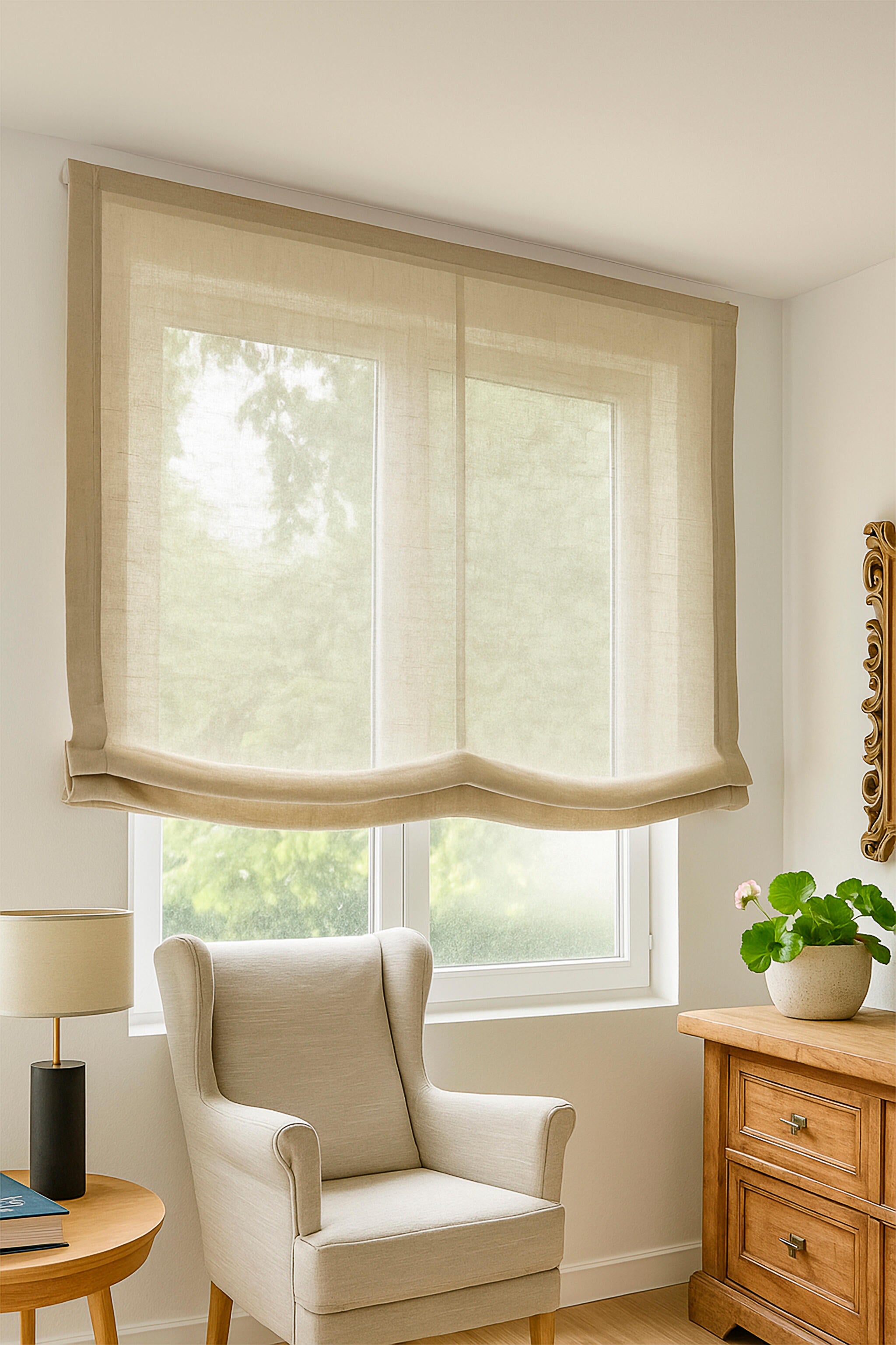 Estor plegable paquetto semi-transparente Charlina 120x175 cm poliéster liso beige INSPIRE con cadena - 13