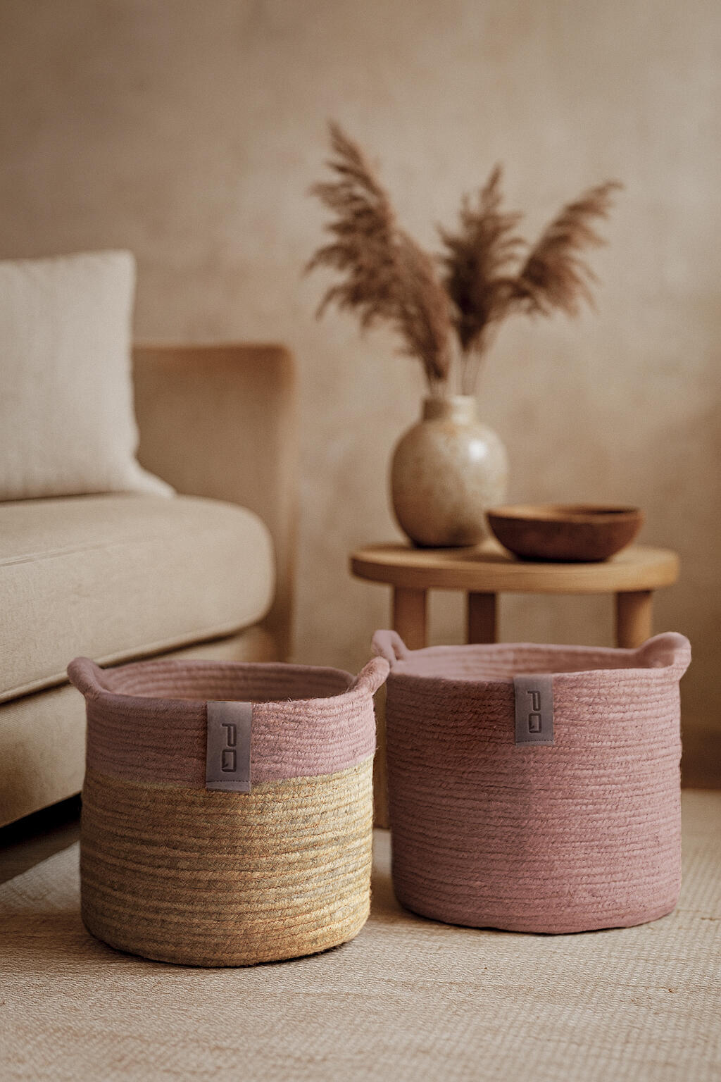 Cesta de yute Vintage bicolor rosa 33.3 l de 37x30cm - 2