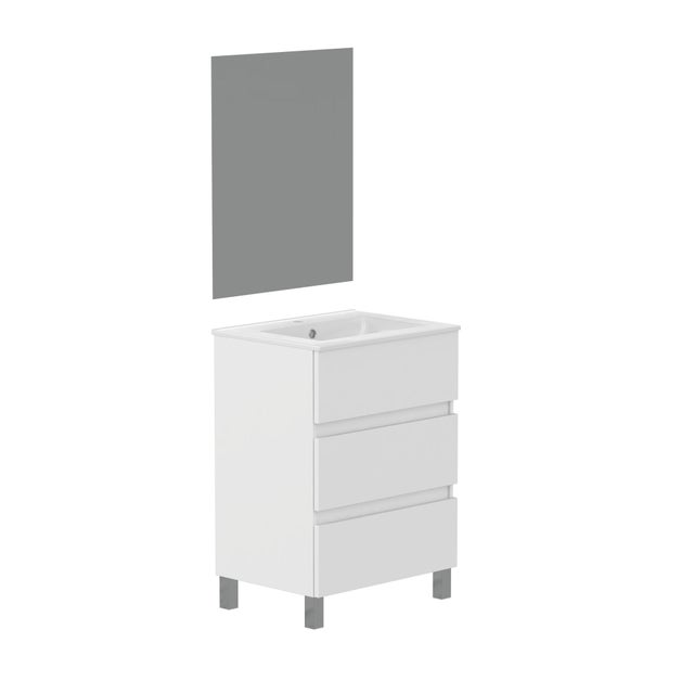 CONJUNTO MUEBLE DE BAÑO TILO 60CM BLANCO 3 CAJONES