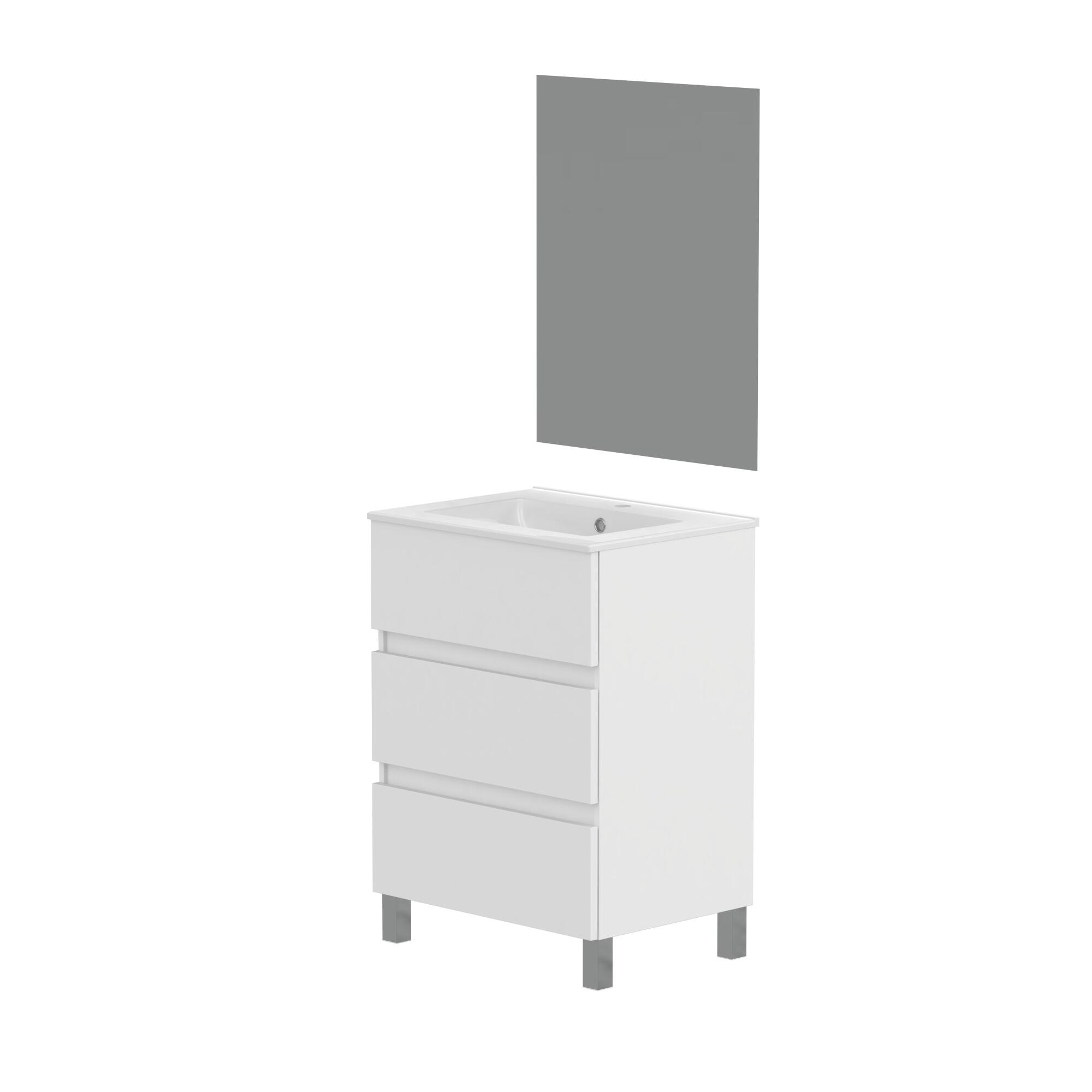 CONJUNTO MUEBLE DE BAÑO TILO 60CM BLANCO 3 CAJONES - 2