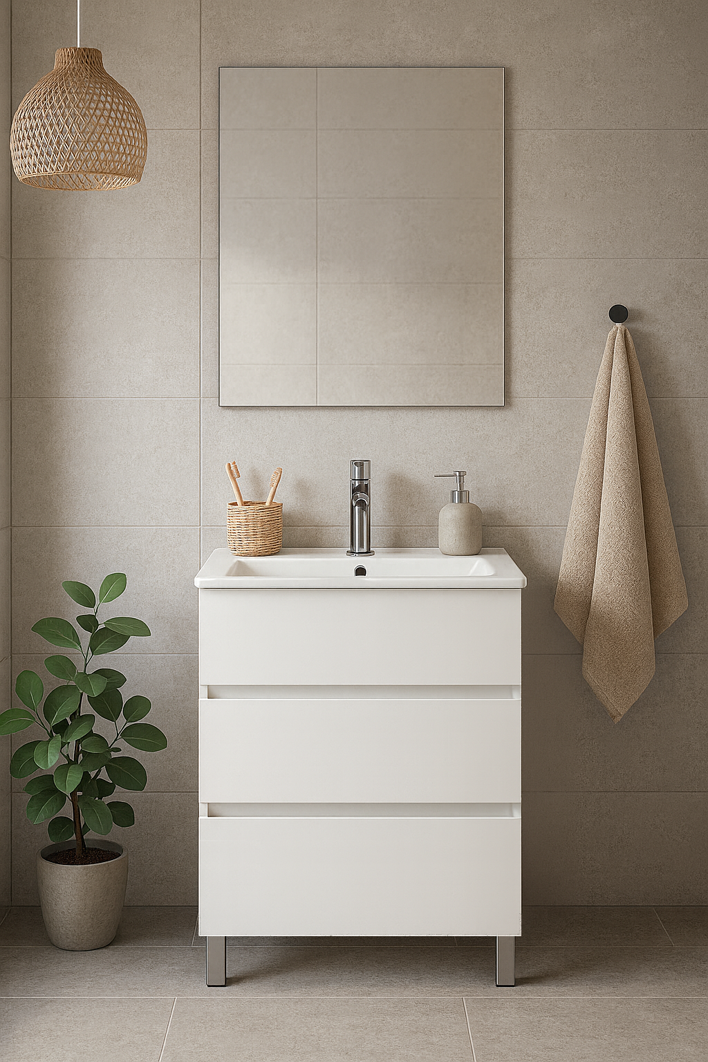 CONJUNTO MUEBLE DE BAÑO TILO 60CM BLANCO 3 CAJONES - 3