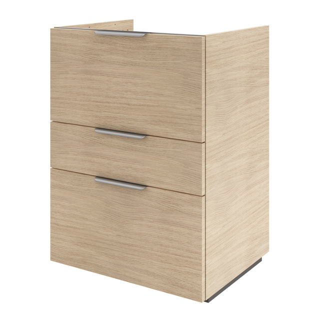 Mobile da bagno a terra L 60 x H 84 x P 48 cm rovere lucido, 3 cassetti SENSEA Neo Line